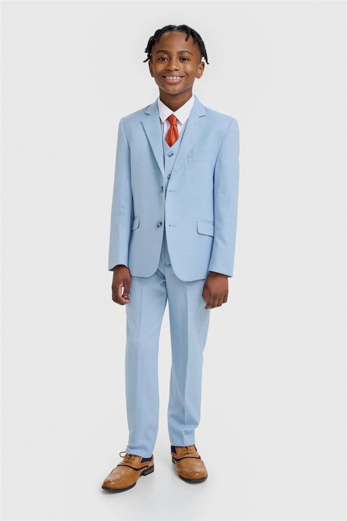 Boys 3-Piece Slim Fit Formal Suit - Malibu - Sky Blue