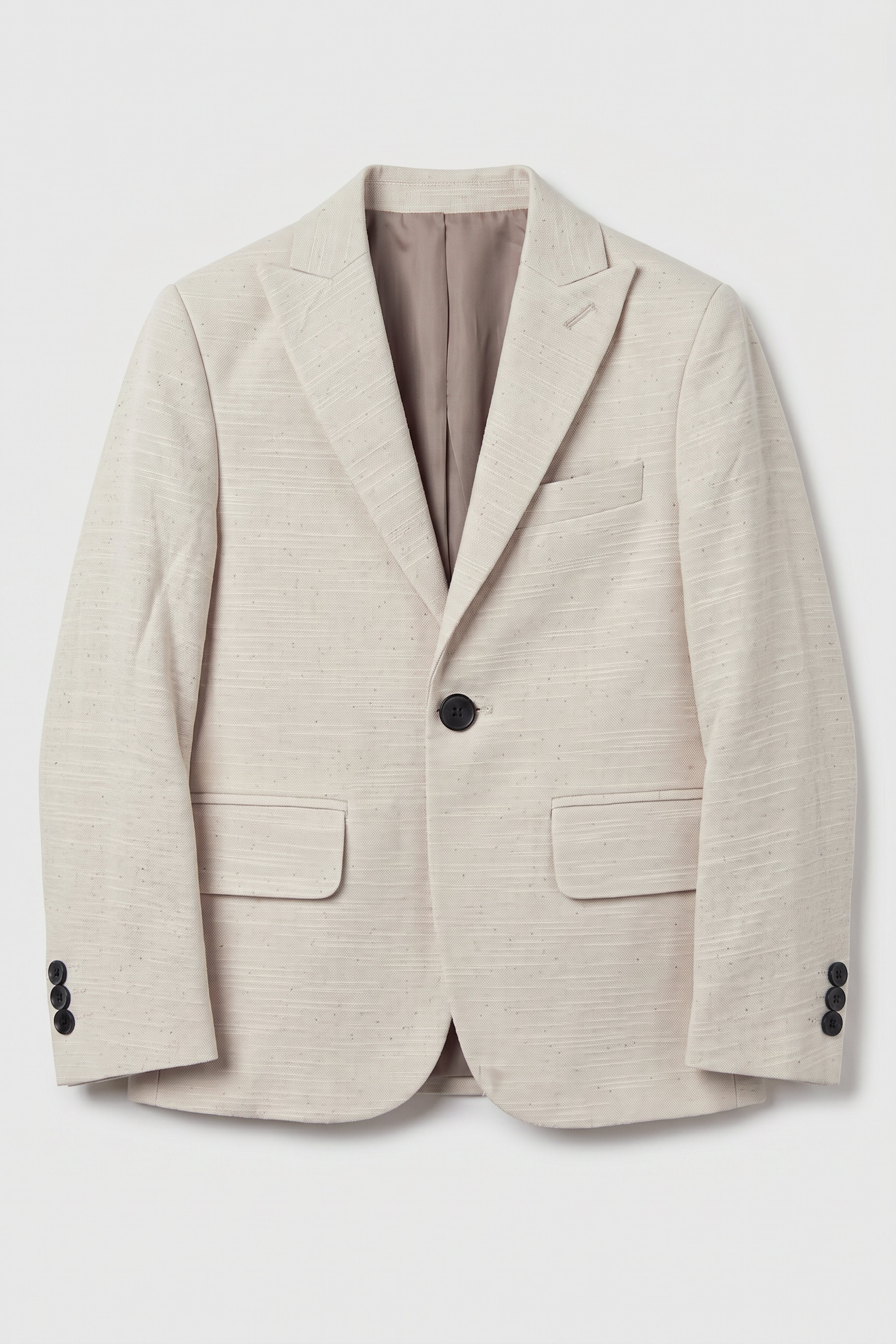 Boys 4-Piece Cotton Casual Suit - Beige Blazer Front Picture