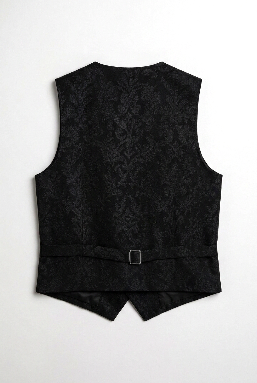 Boys 4-Piece Paisley Jacquard Waistcoat Cravat Set - Black