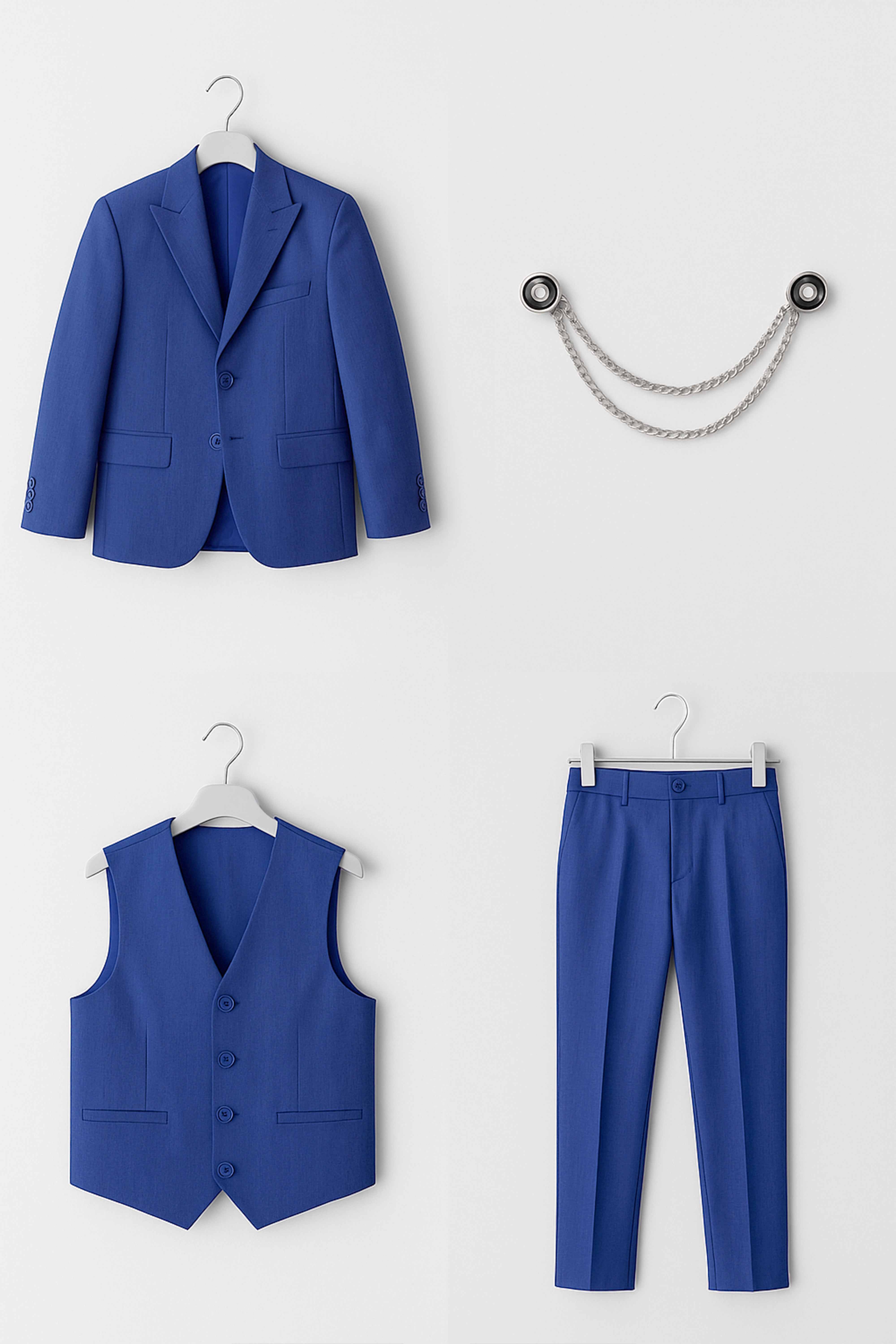 Boys 4-Piece Slim Fit Twill Suit - Midnight Blue