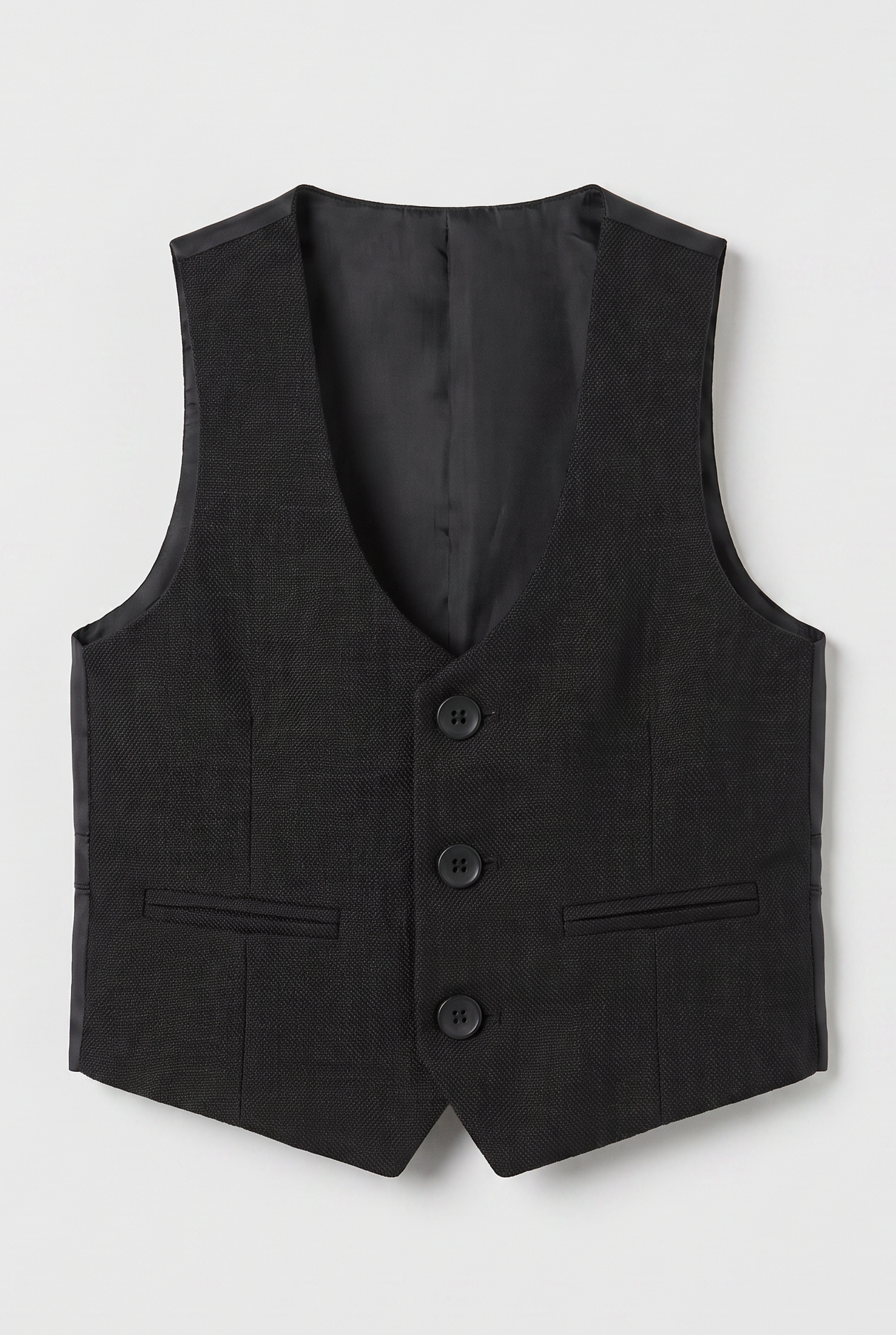 Boys 5-Piece Cotton Smart Casual Suit - Black Waistcoat Picture