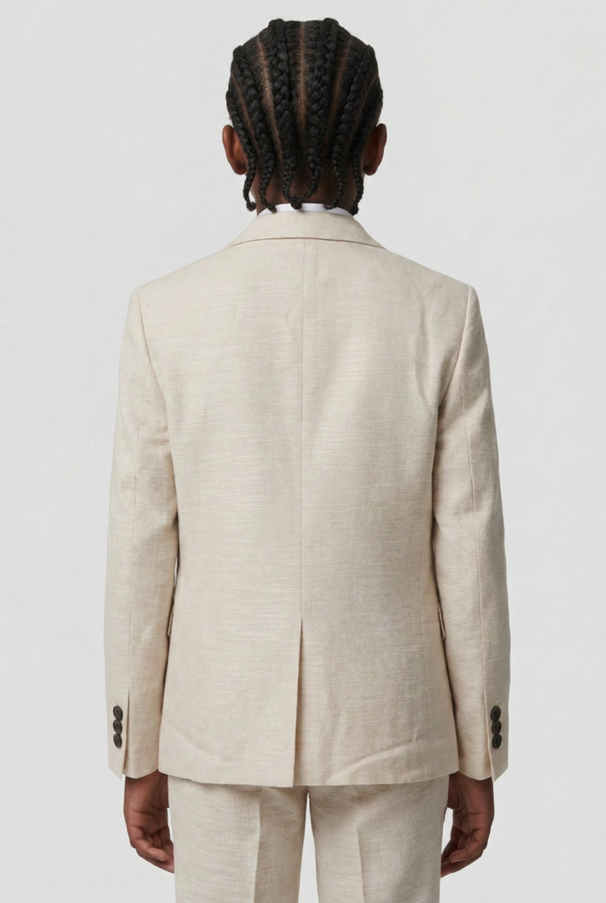 Boys 5-Piece Cotton Smart Casual Suit - Cream