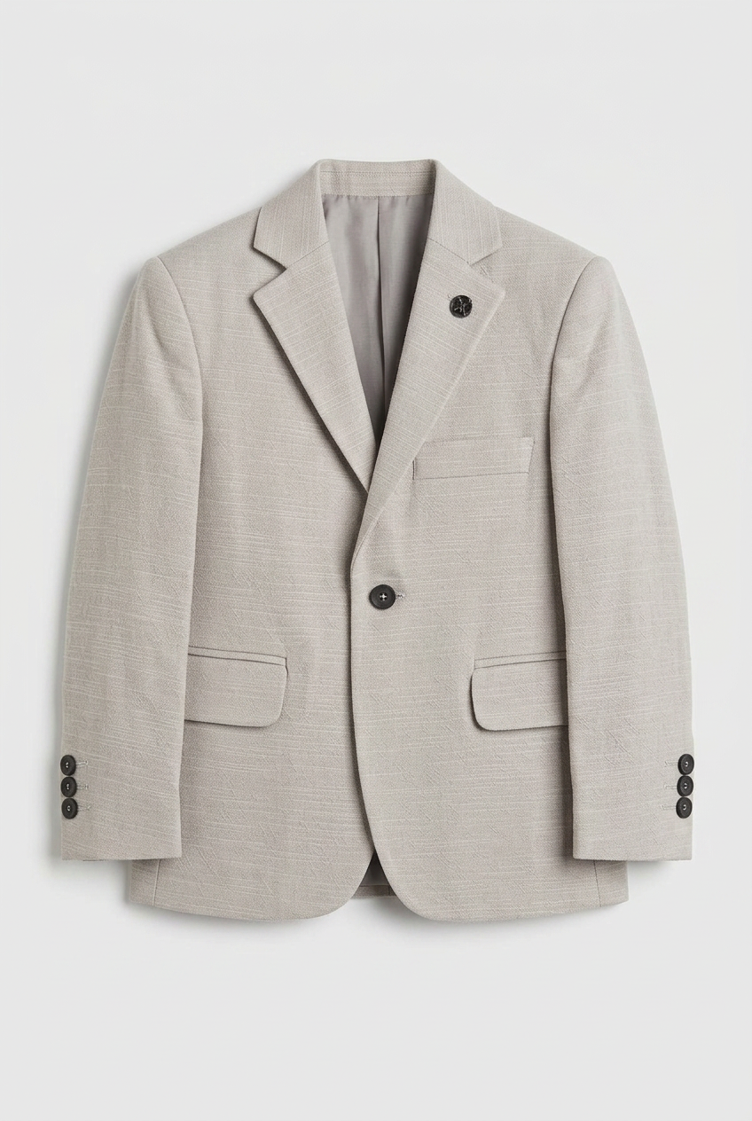 Boys 5-Piece Cotton Smart Casual Suit - Stone Grey