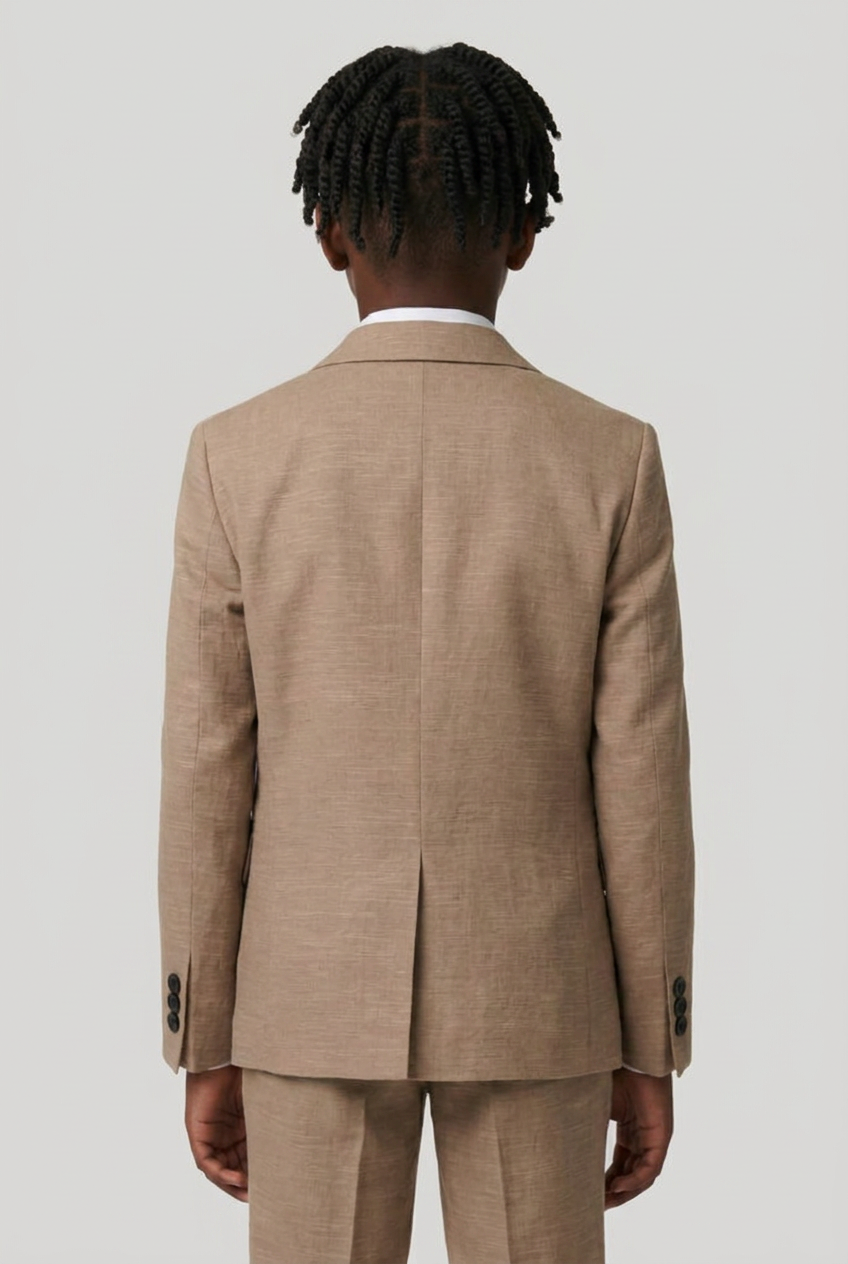 Boys 5-Piece Cotton Smart Casual Suit - Tan Brown