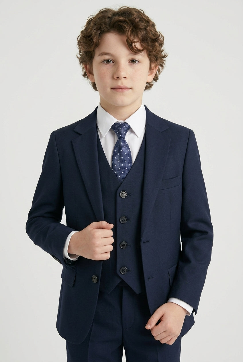 Boys 5-Piece Formal Suit Set - Style 524 Navy