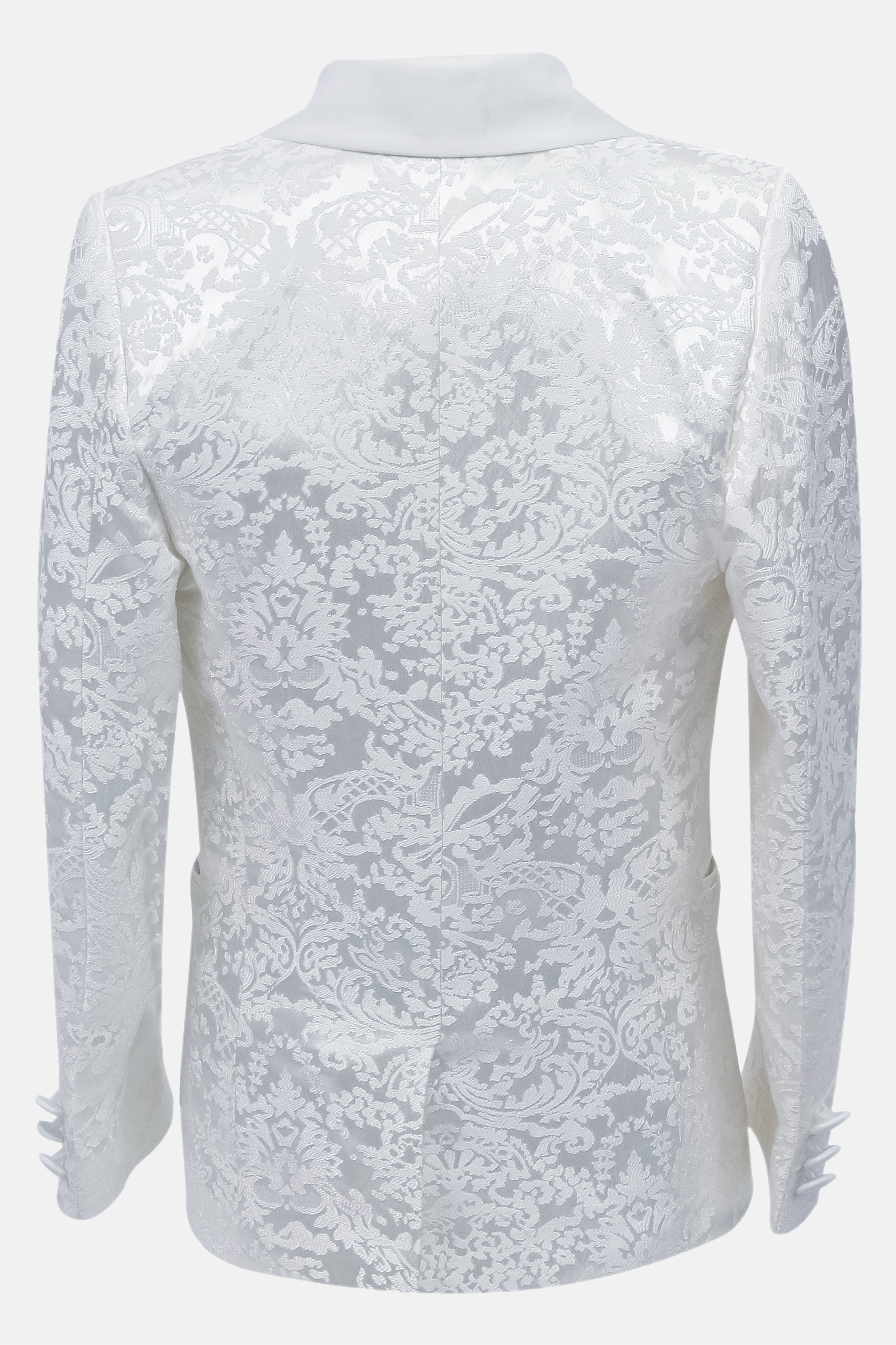 Boys 5-Piece Jacquard Paisley Communion Tuxedo Suit - White Back Picture