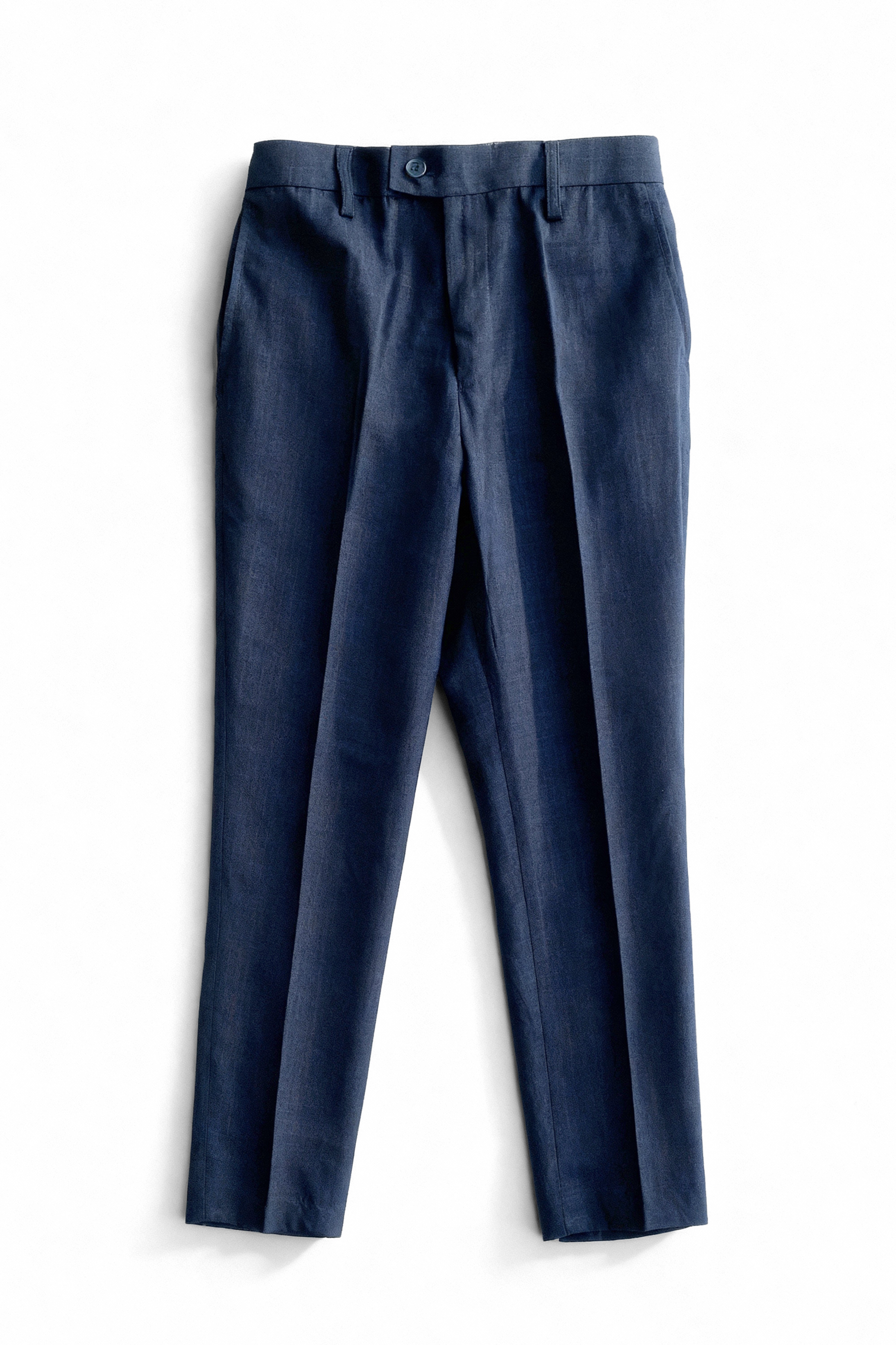 Boys 5-Piece Microcheck Formal Suit - Alejandro - Navy Blue Trousers Front Picture