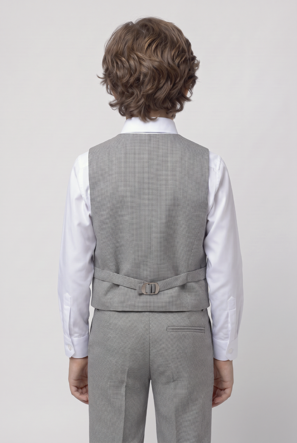 Boys 5-Piece Slim Fit Windowpane Check Suit - Ekose - ASH GREY & BLACK