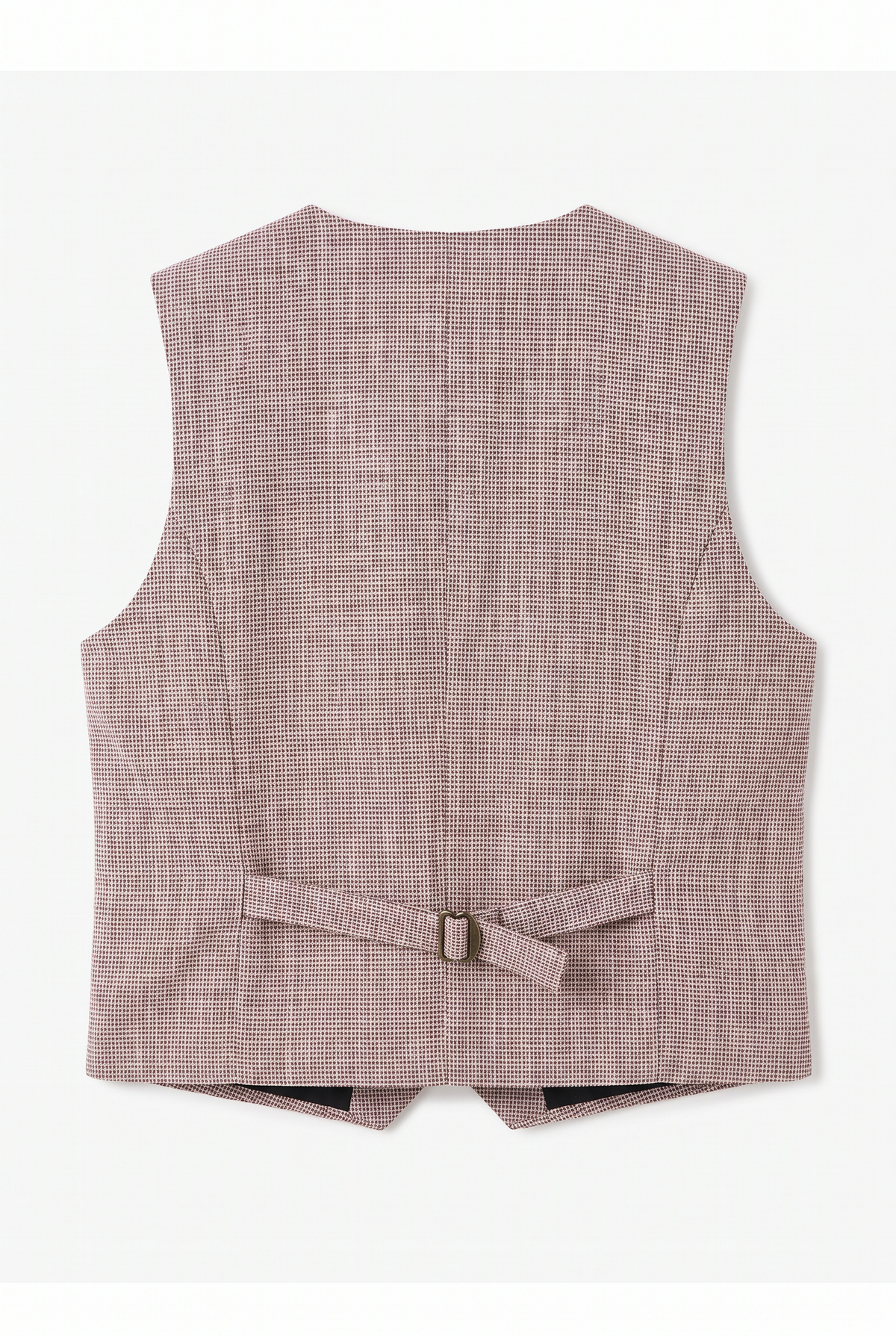 Boys 5-Piece Slim Fit Windowpane Check Suit - Ekose - LILAC & BURGUNDY Waoistcoat Back Picture