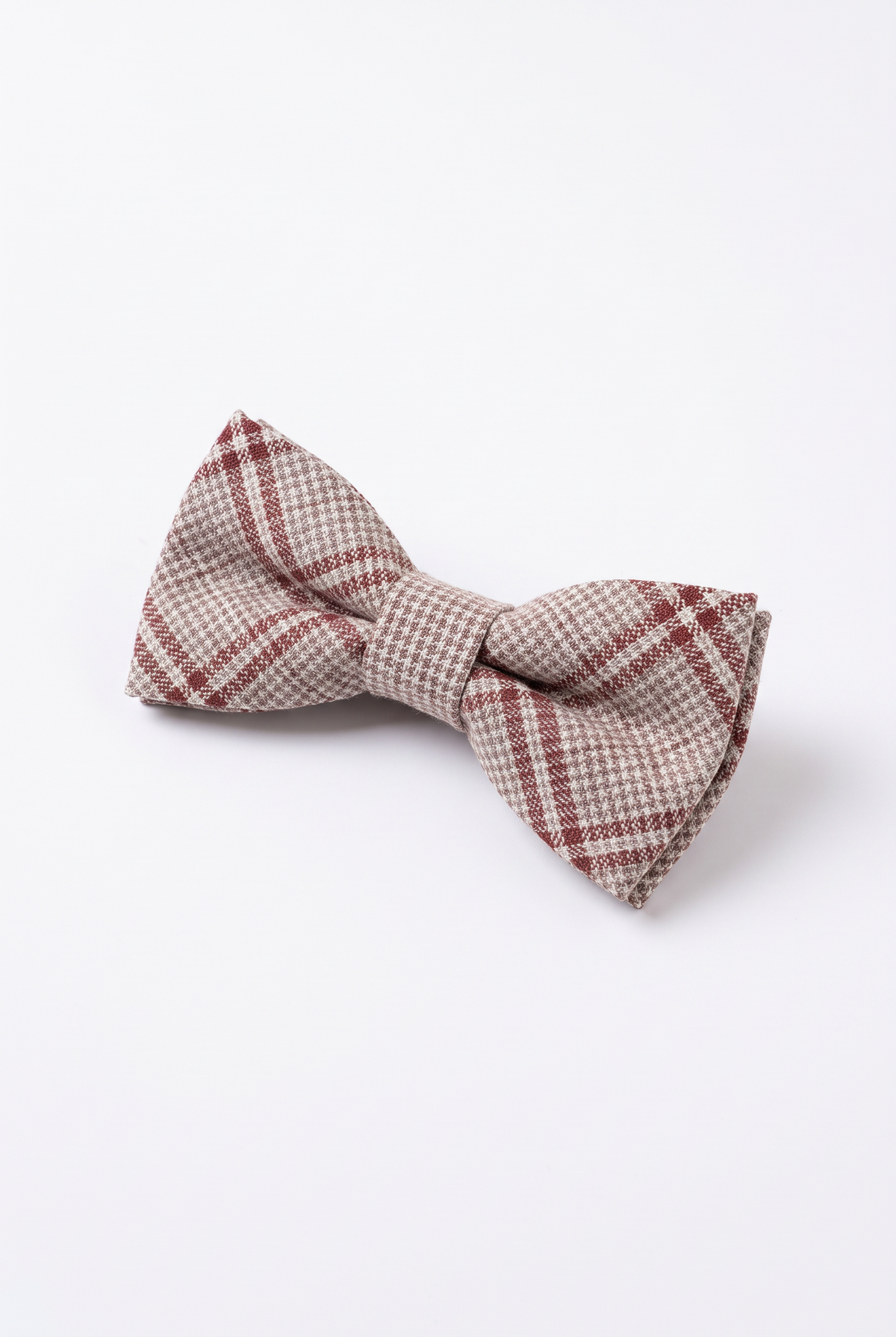 Boys 5-Piece Slim Fit Windowpane Check Suit - Ekose - LILAC & BURGUNDY Bowtie Picture