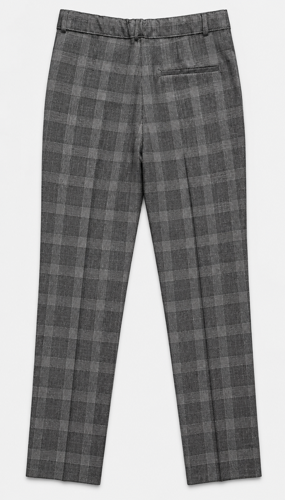 Boys 5-Piece Slim Fit Windowpane Check Suit - Ekose Dark Grey Trousers Back Picture