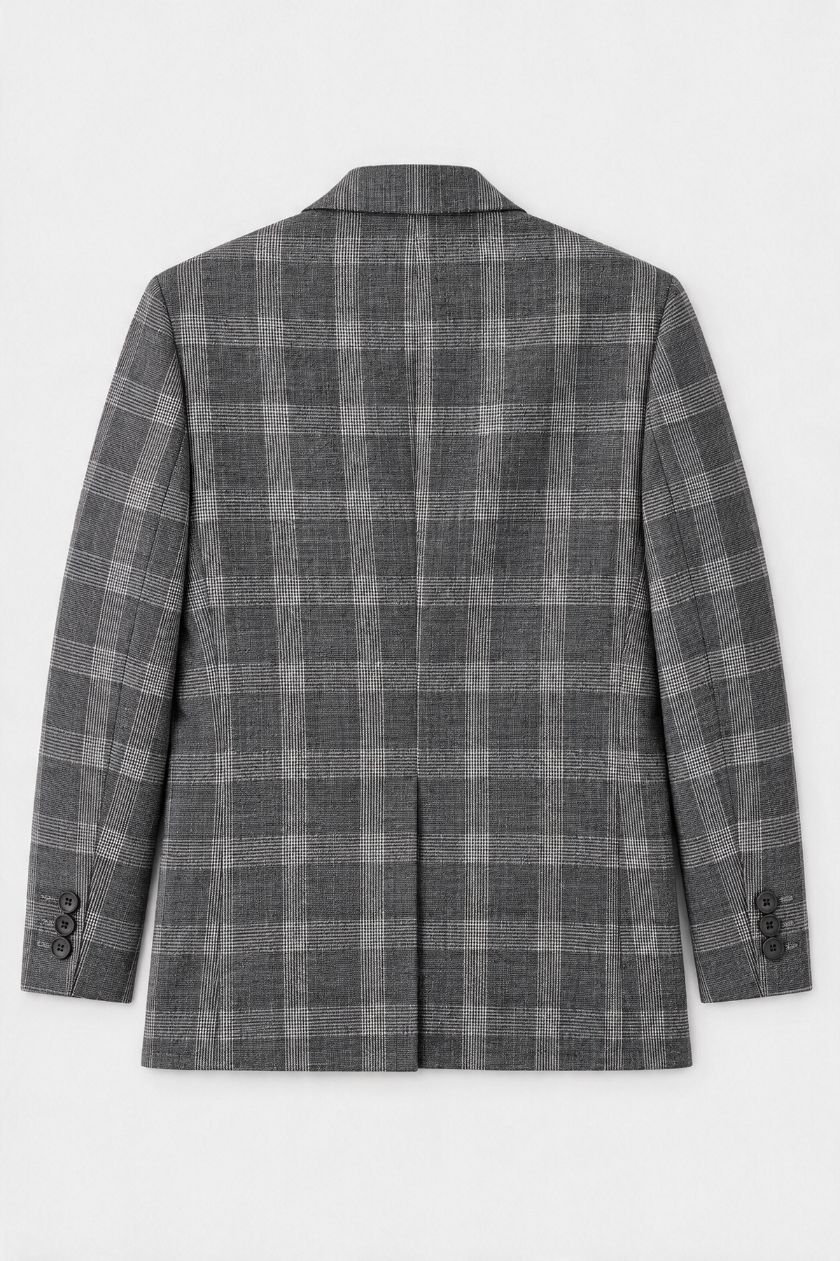 Boys 5-Piece Slim Fit Windowpane Check Suit - Ekose Dark Grey Blazer Back Picture