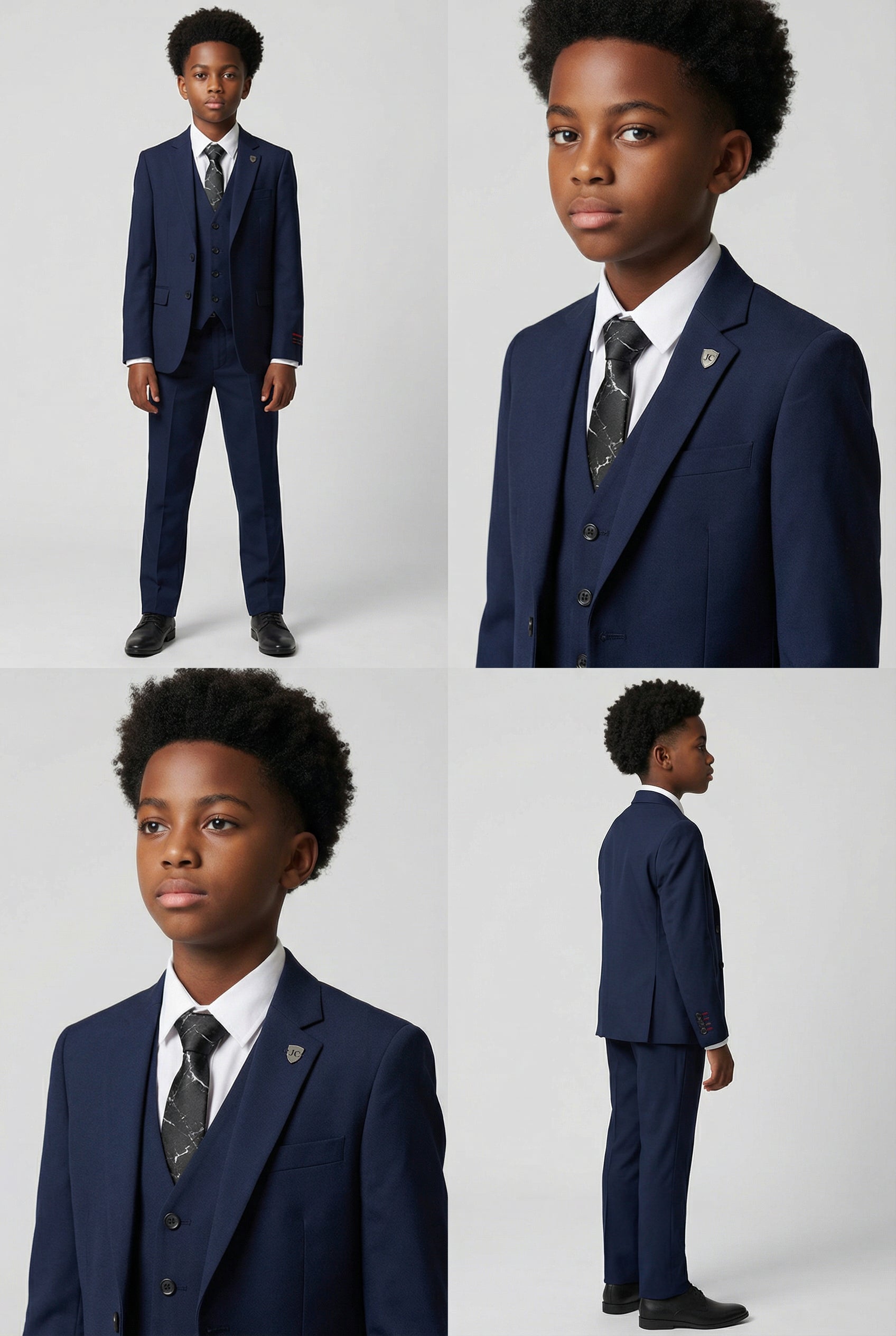 Boys 5-Piece Tailored Fit Formal Suit - Grant - Navy Blue
