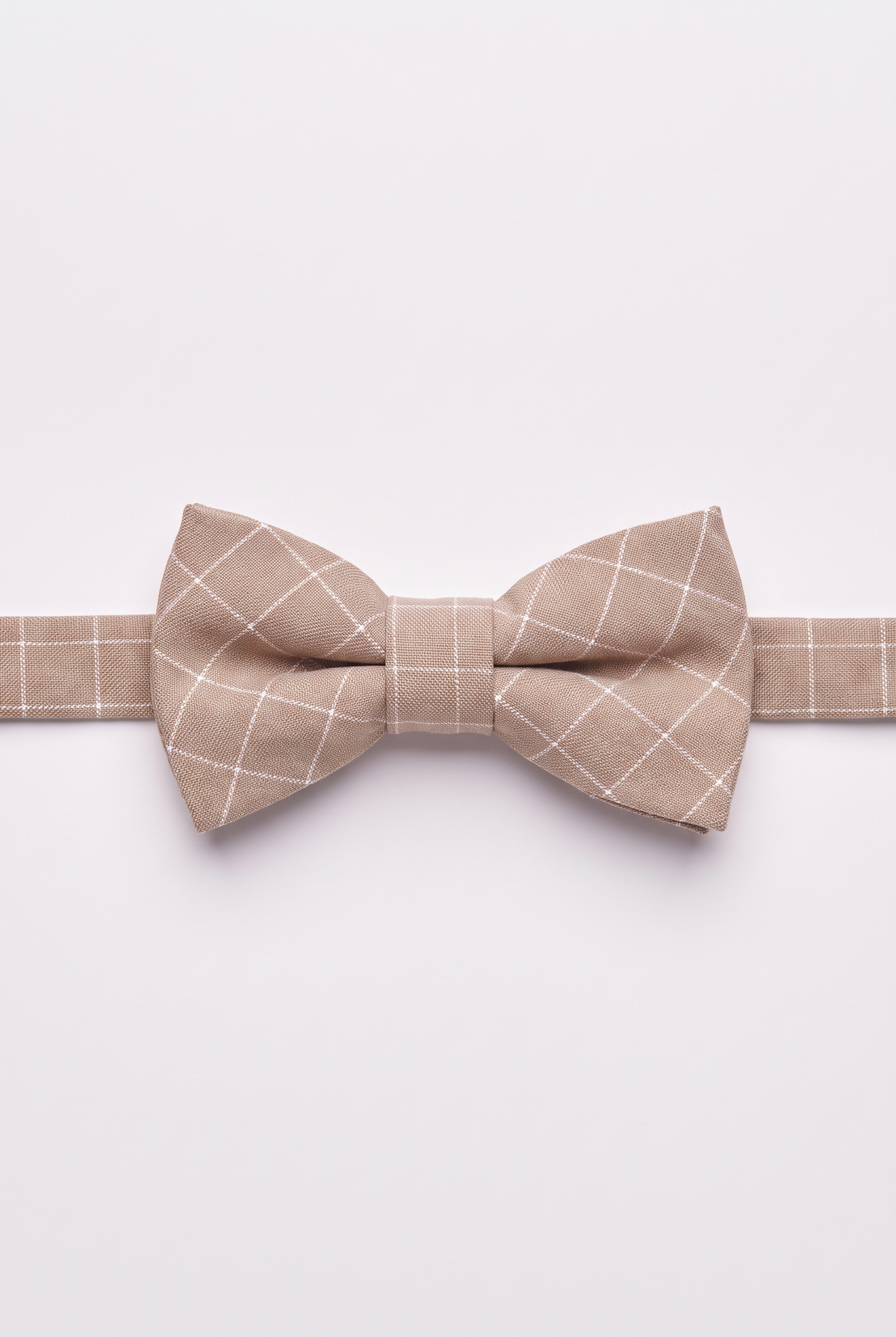 Boys 5-Piece Textured Micro Windowpane Check Suit - KARELI- Camel Bowtie Picture