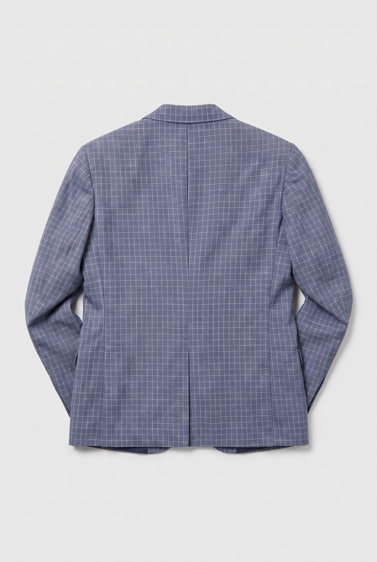 Boys 5-Piece Textured Micro Windowpane Check Suit - KARELI- Navy Blazer Back Picture