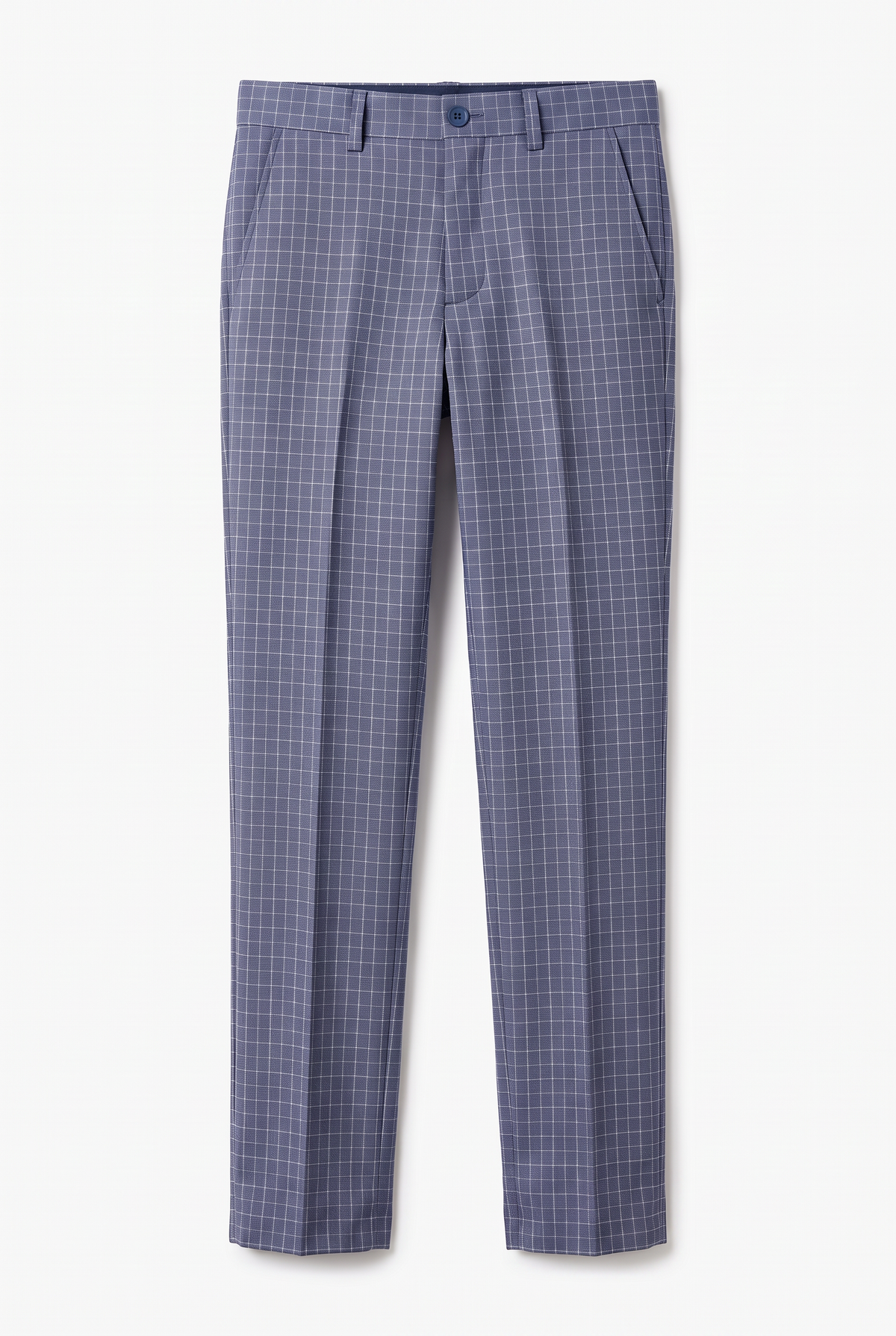Boys 5-Piece Textured Micro Windowpane Check Suit - KARELI- Navy Trousers Picture