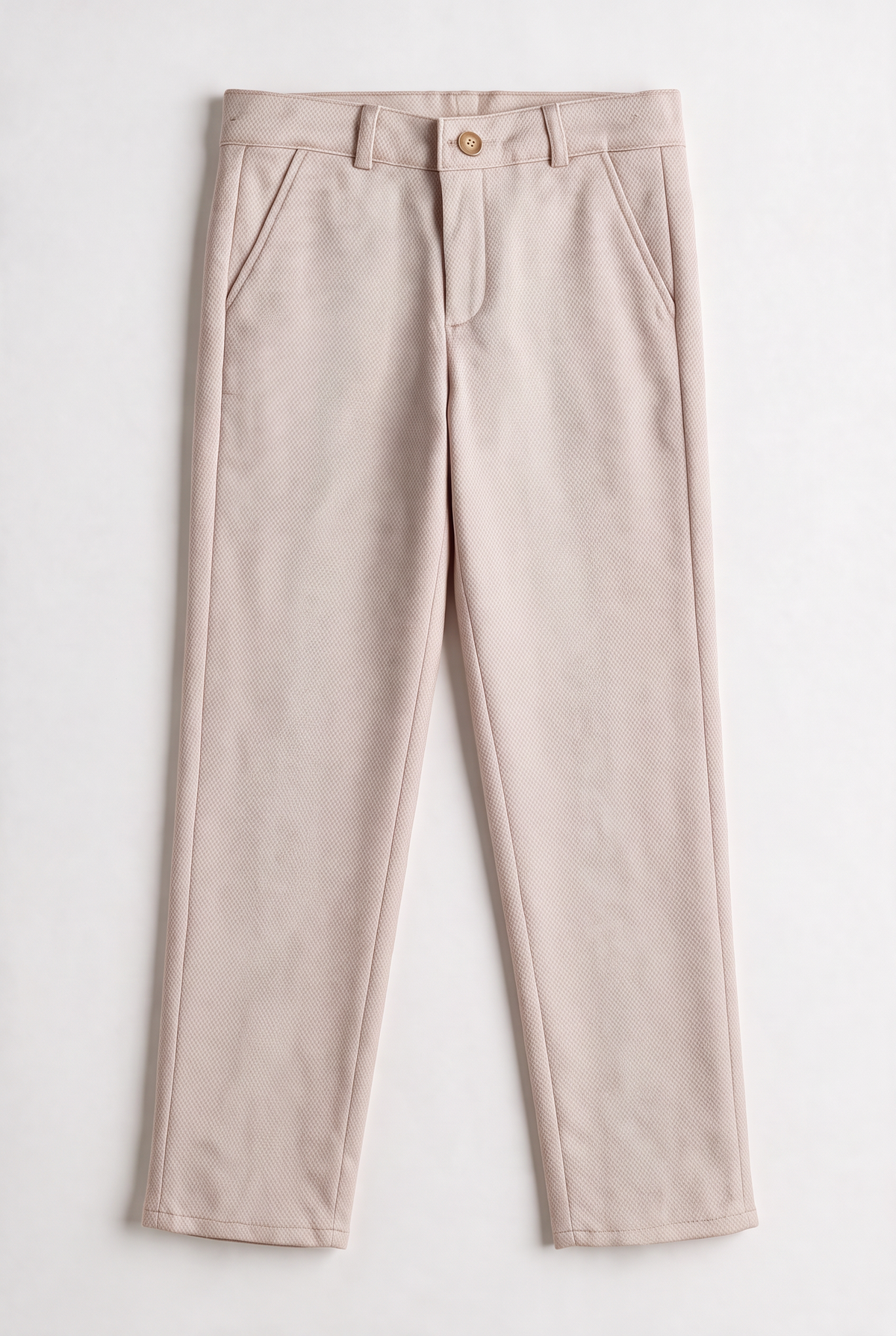 Boys 5-Piece Textured Suit with Double Breasted Waistcoat - Sota Beige Trousers Picture