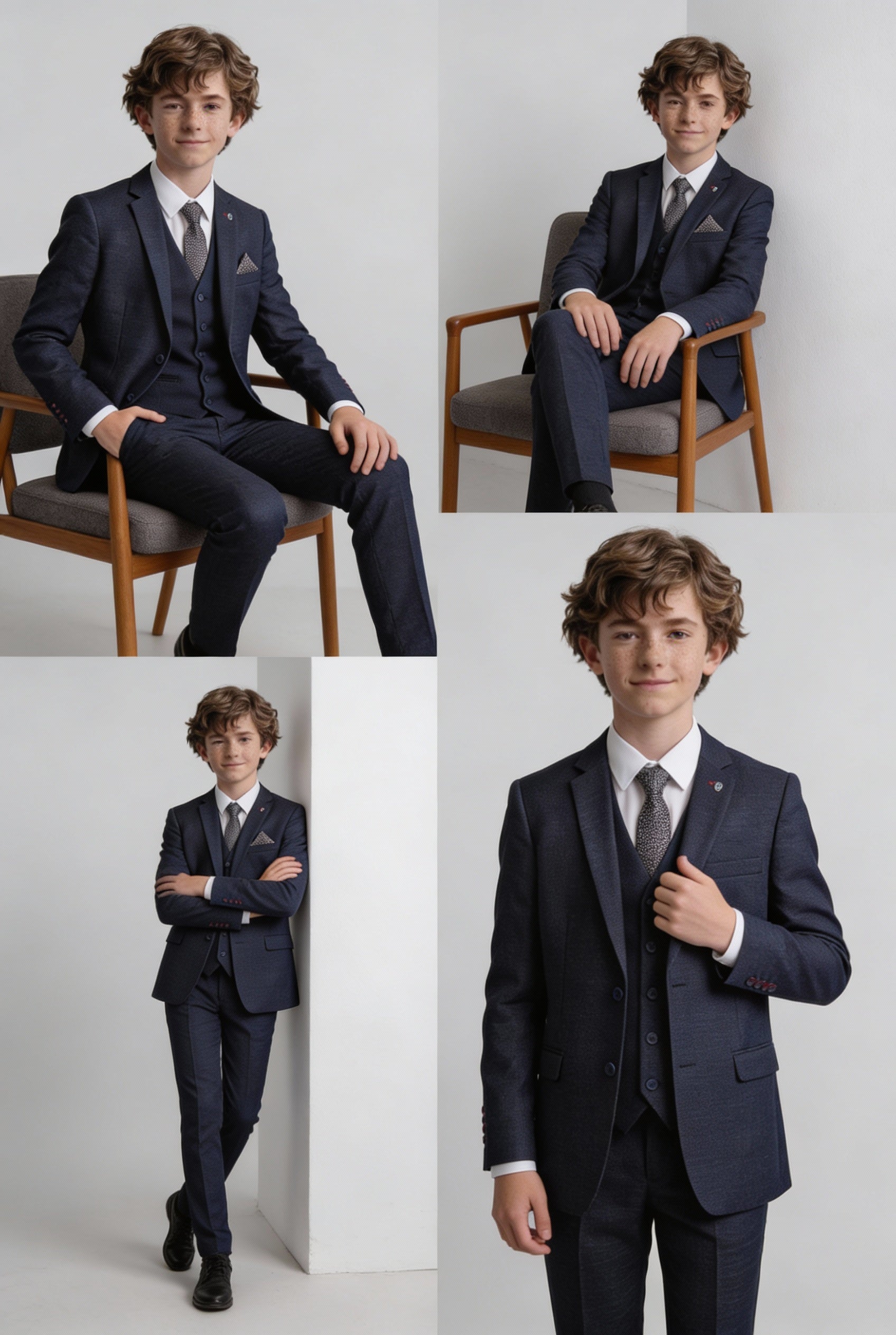 Boys 5-Piece Textured Weave Tailored Fit Suit - Zion