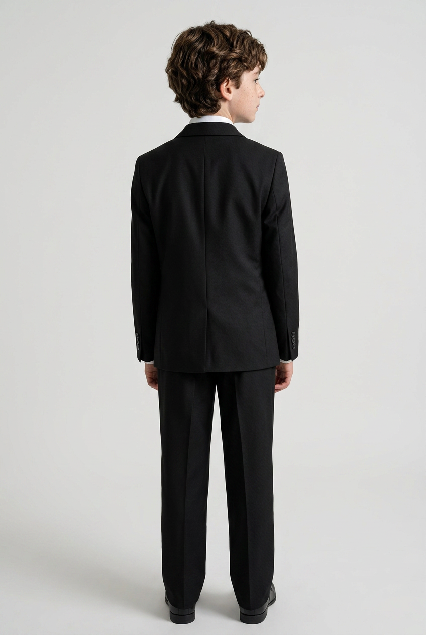 Boys 5 Piece Formal Suit with Waistcoat and Tie - 523 Black