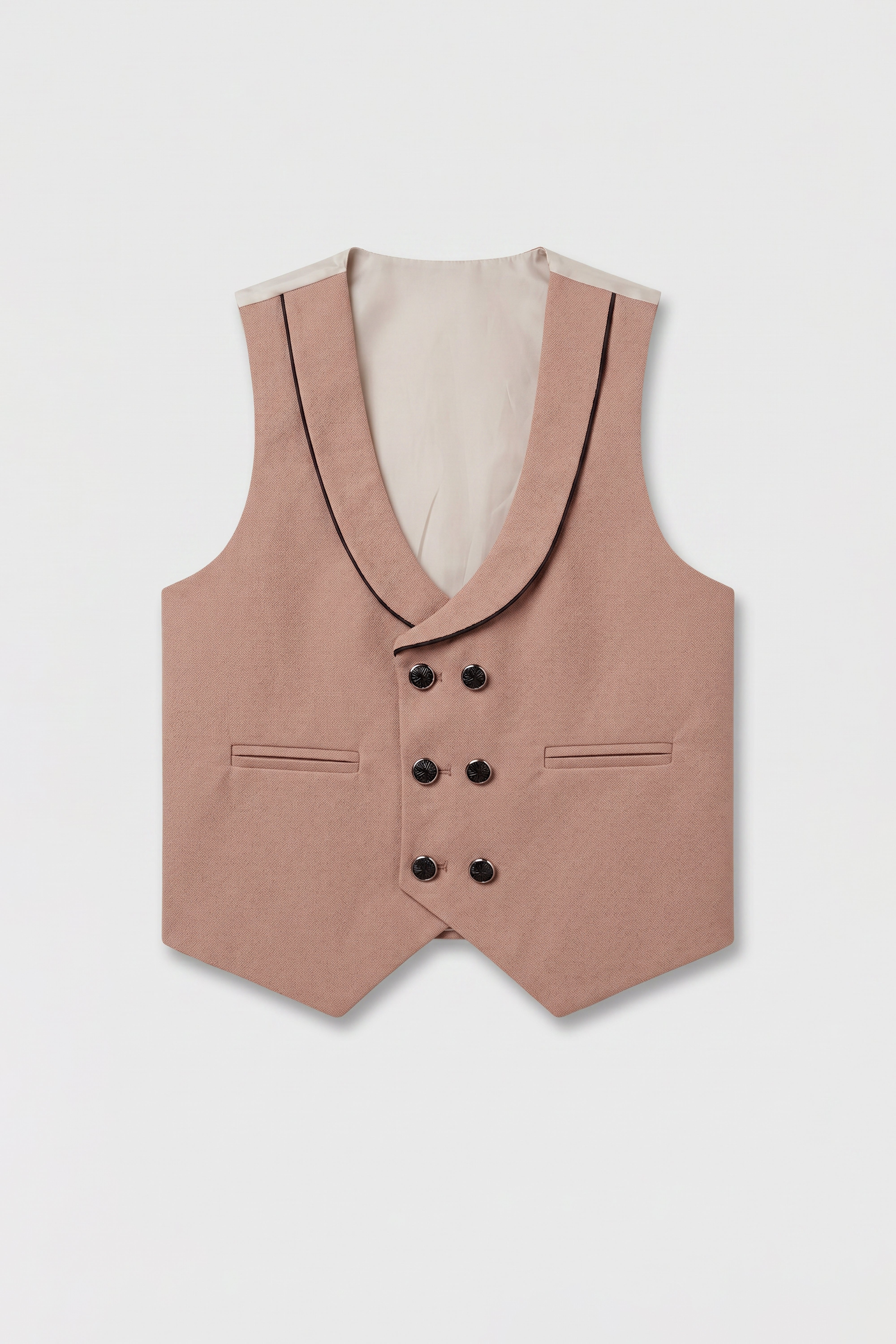 Boys 6-Piece Tuxedo Dinner Suit with Double Breasted Waistcoat - DAMATLIK W - Camel Brown