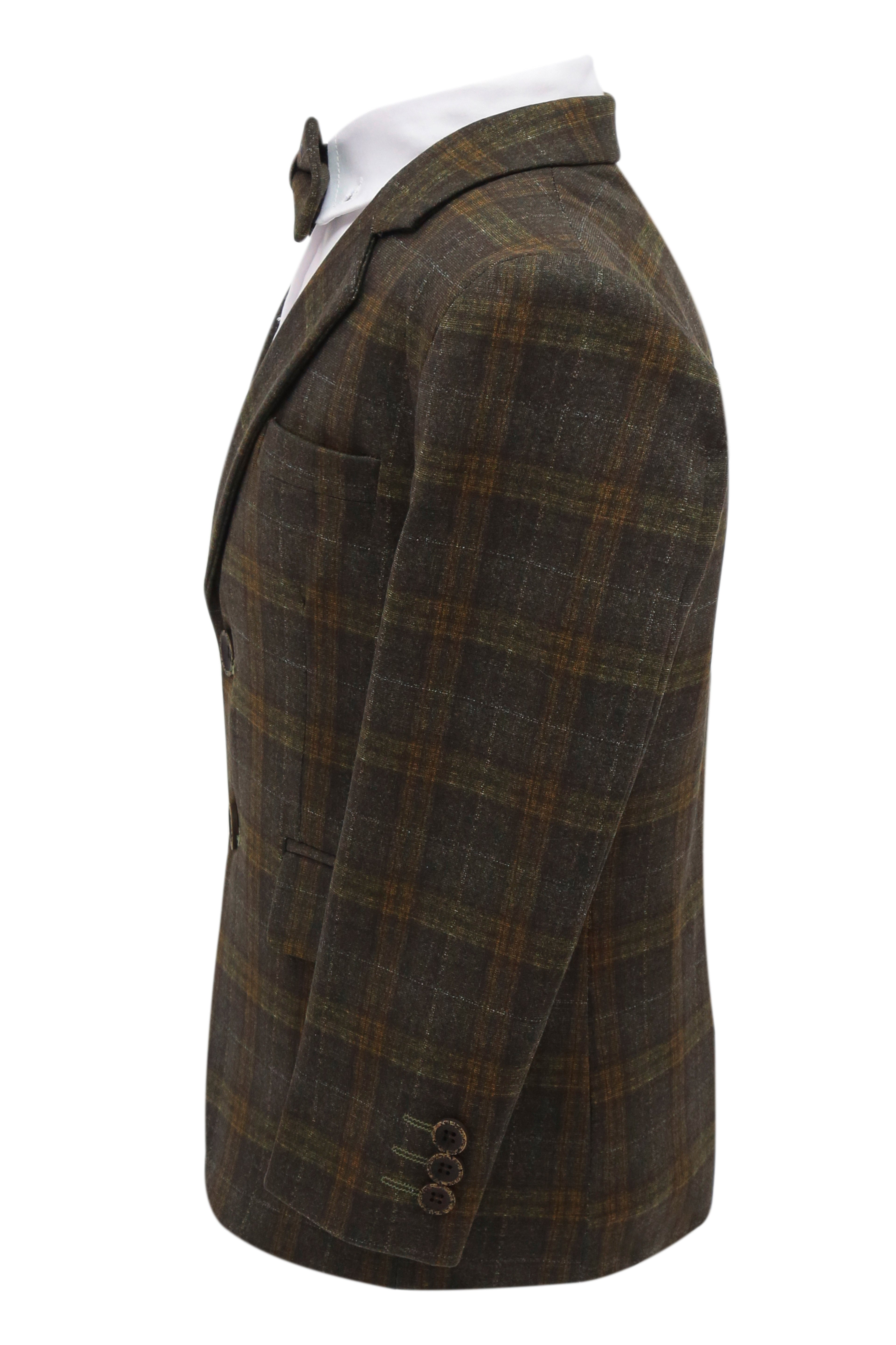 Boys 7 Pieces Check Plaid Suit Set - Bown