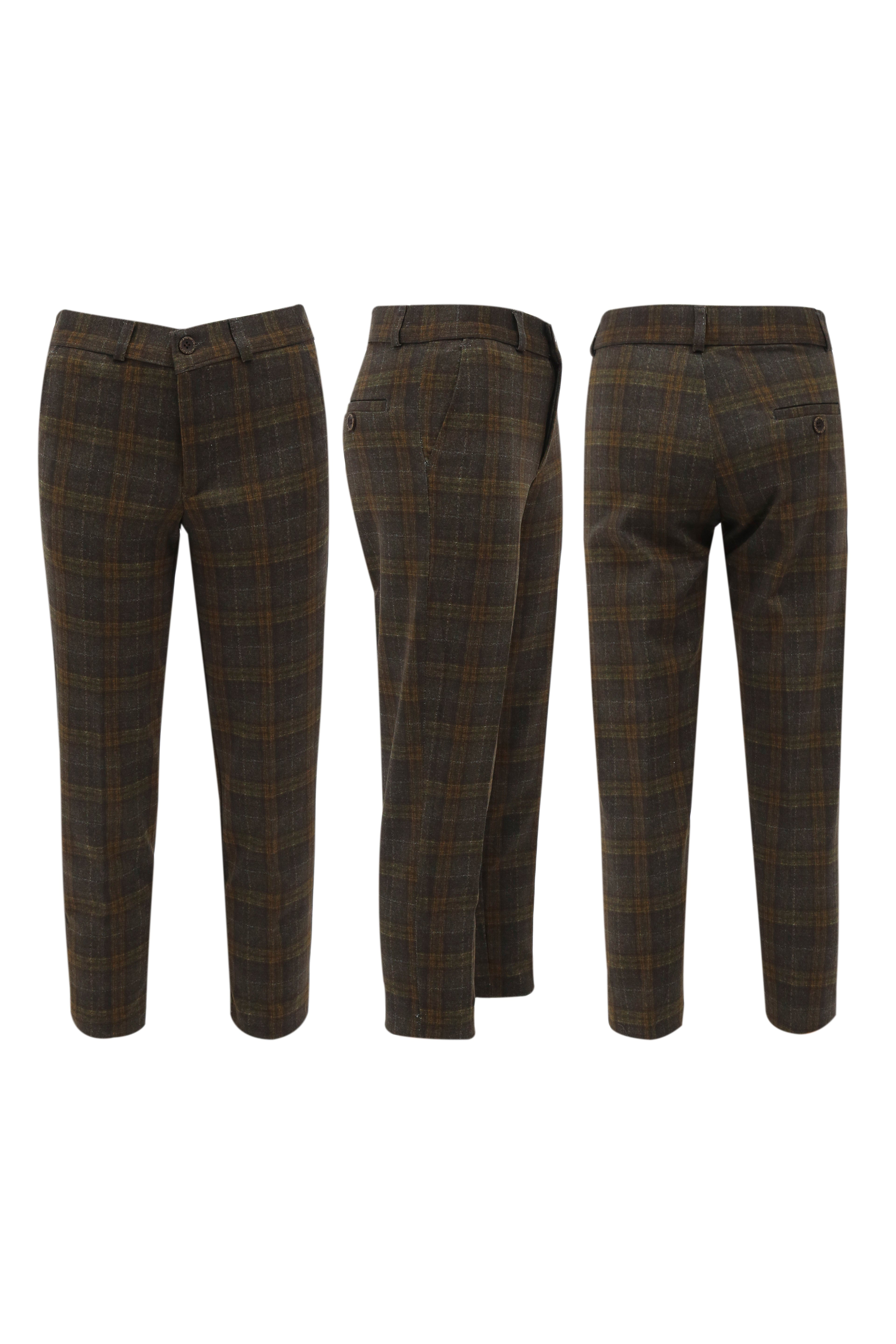 Boys 7 Pieces Check Plaid Suit Set - Bown