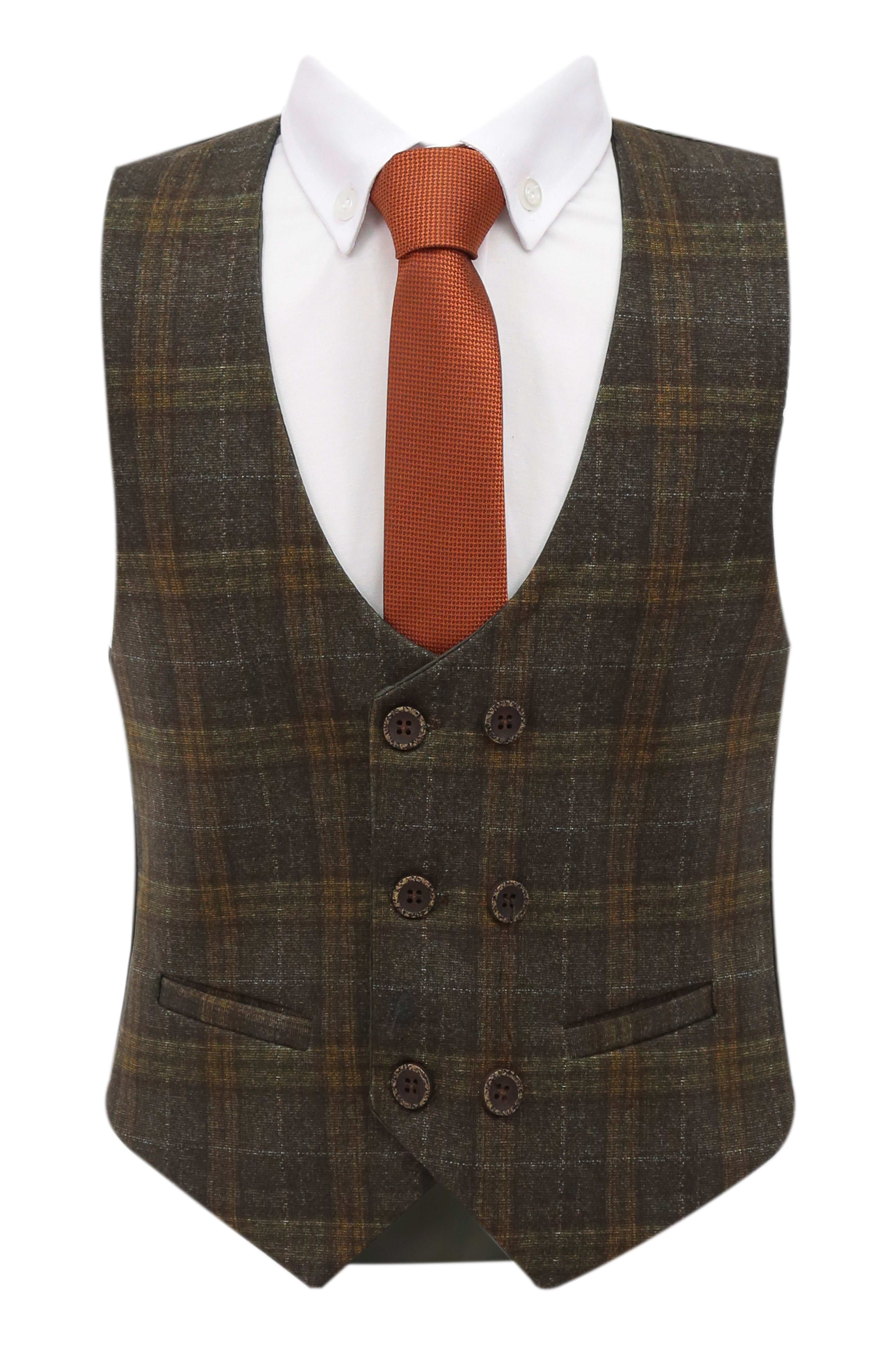 Boys 7 Pieces Check Plaid Suit Set - Bown