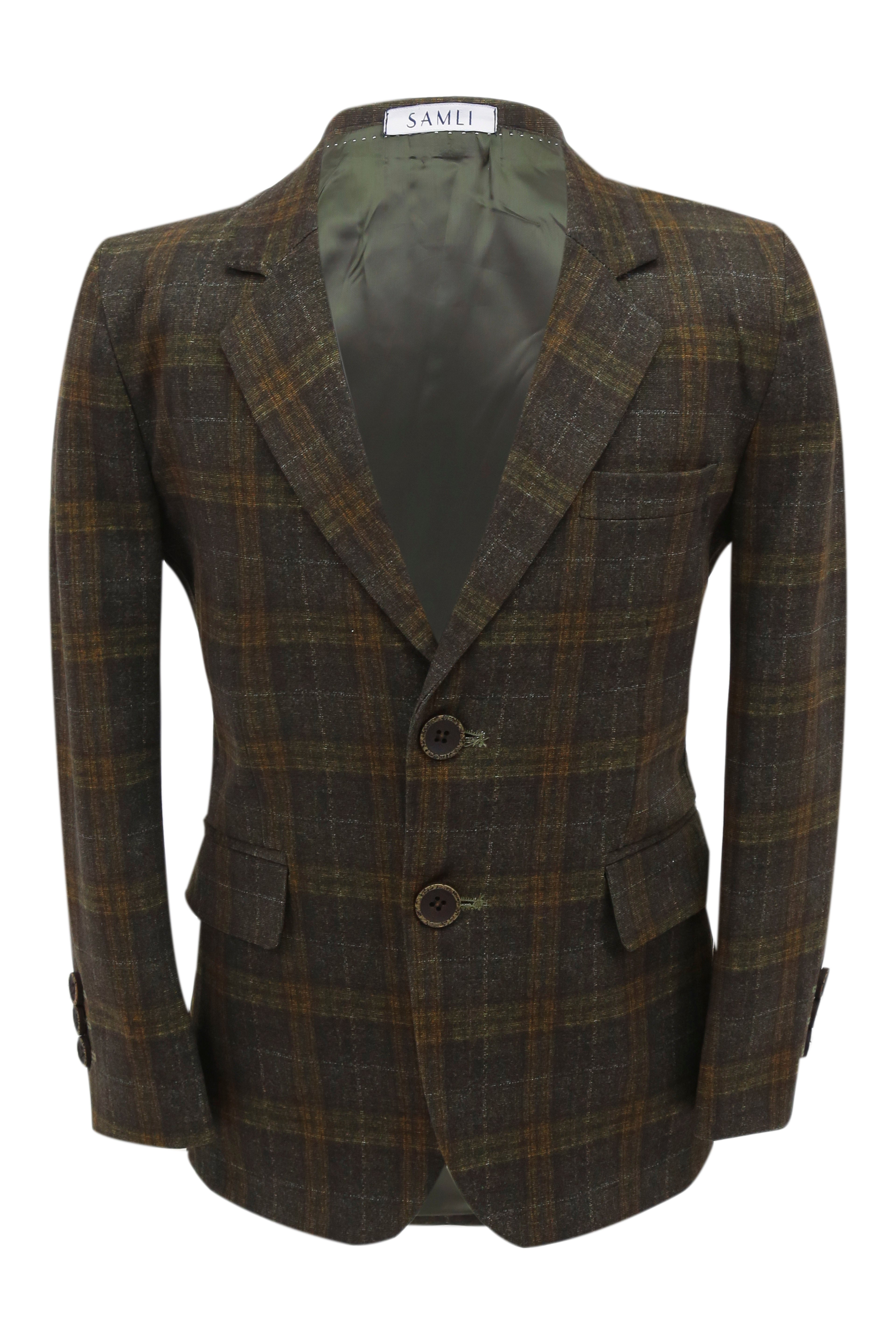 Boys 7 Pieces Check Plaid Suit Set - Bown