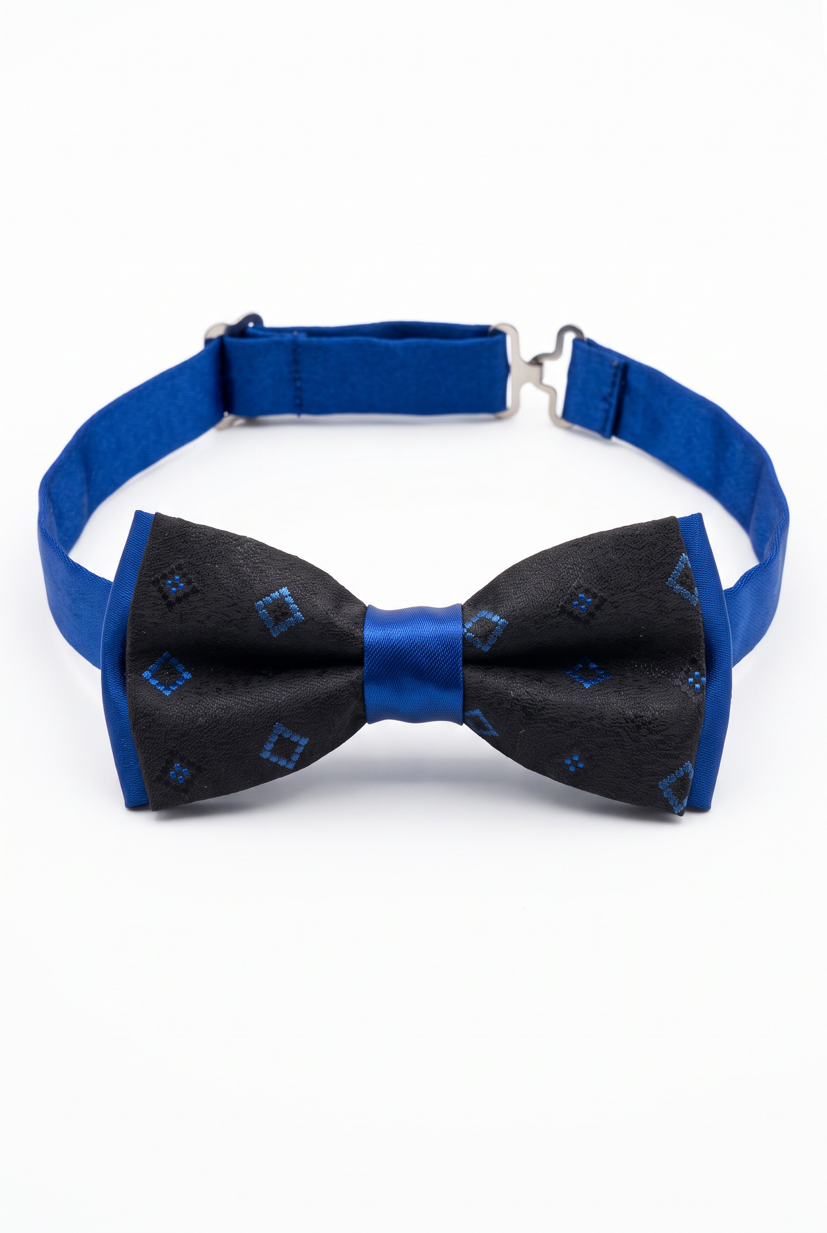 Boys Adjustable Patterned Bow Tie - BWMX - Black and Blue Picture