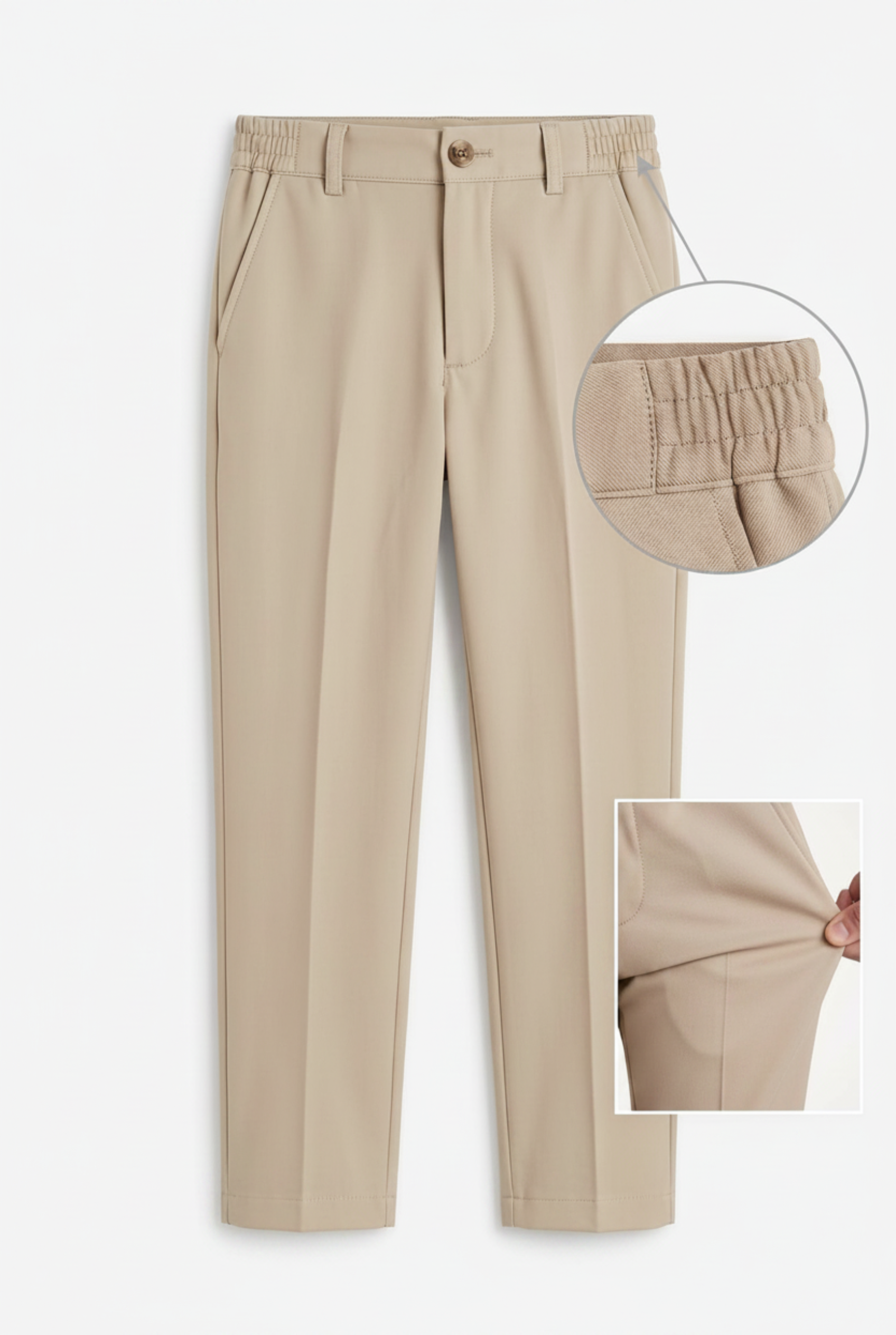 Boys Beige Slim Fit Formal Trousers