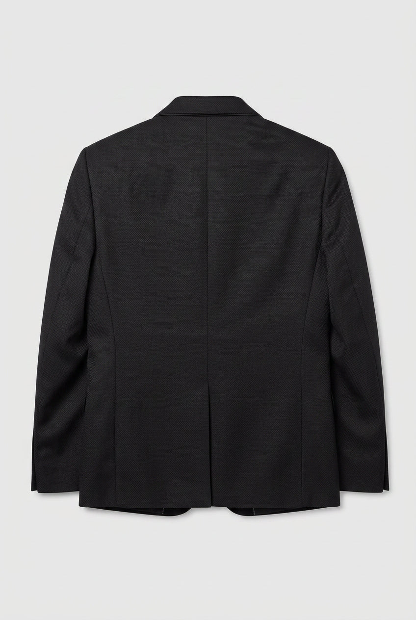 Boys Black 6-Piece Textured Tuxedo Suit - BIYELI