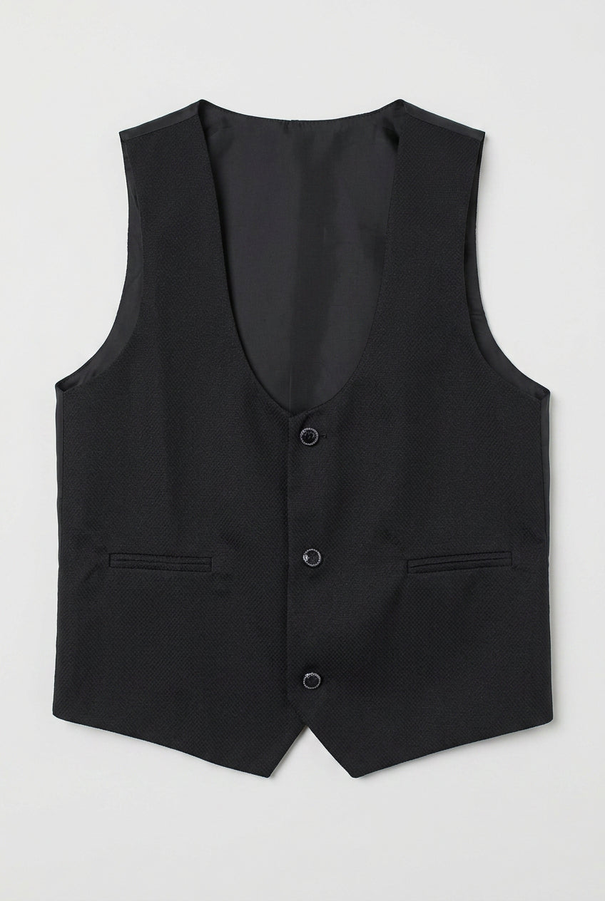 Boys Black 6-Piece Textured Tuxedo Suit - BIYELI