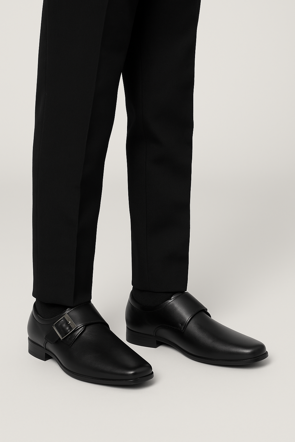 Boys Black Monk Shoes - ALDWYCH - Black Modle Picture