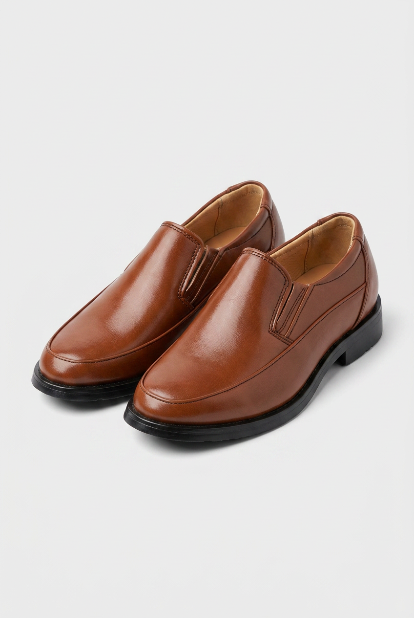 Boys Brown Slip-On Formal Shoes – Patent Dress Loafers for Weddings & Occasions