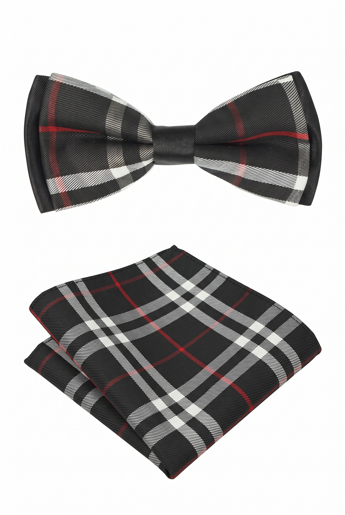 Boys Burberry Style Check Bow Tie Set - Black and Red