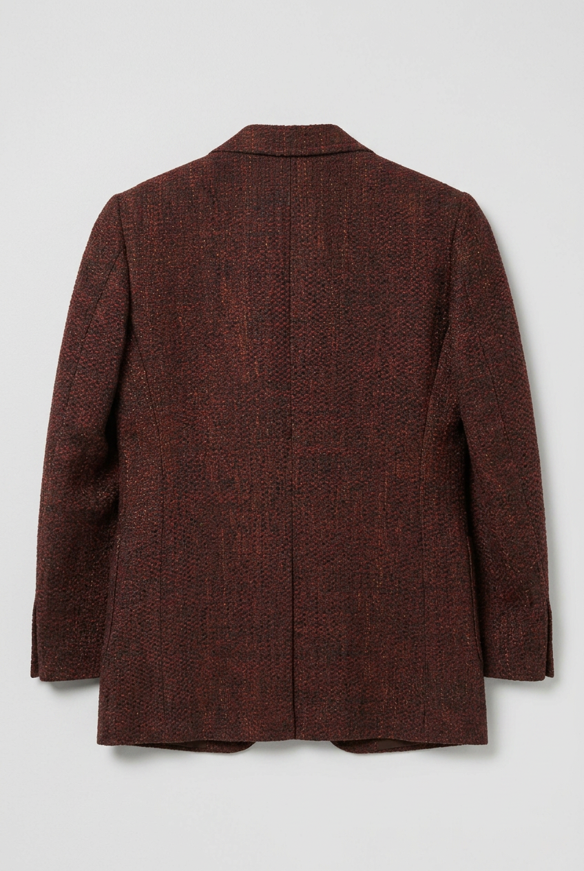 Boys Burgundy Brown Textured Tweed Blazer