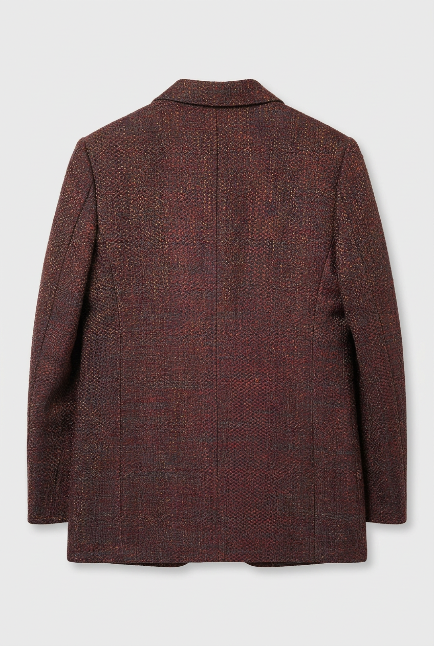Boys Burgundy Textured Tweed Blazer