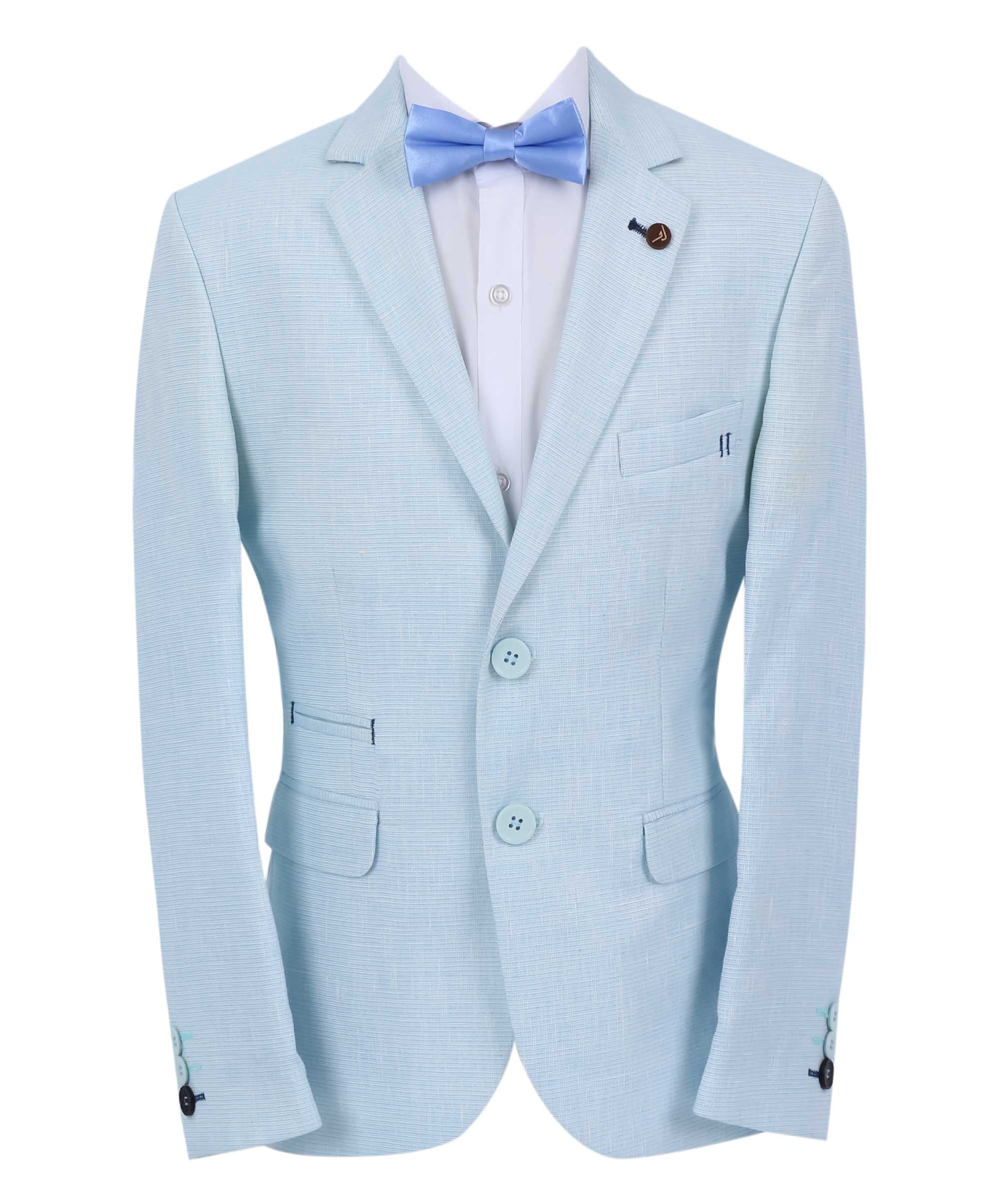 Boys Casual Linen Blazer - Sky Blue