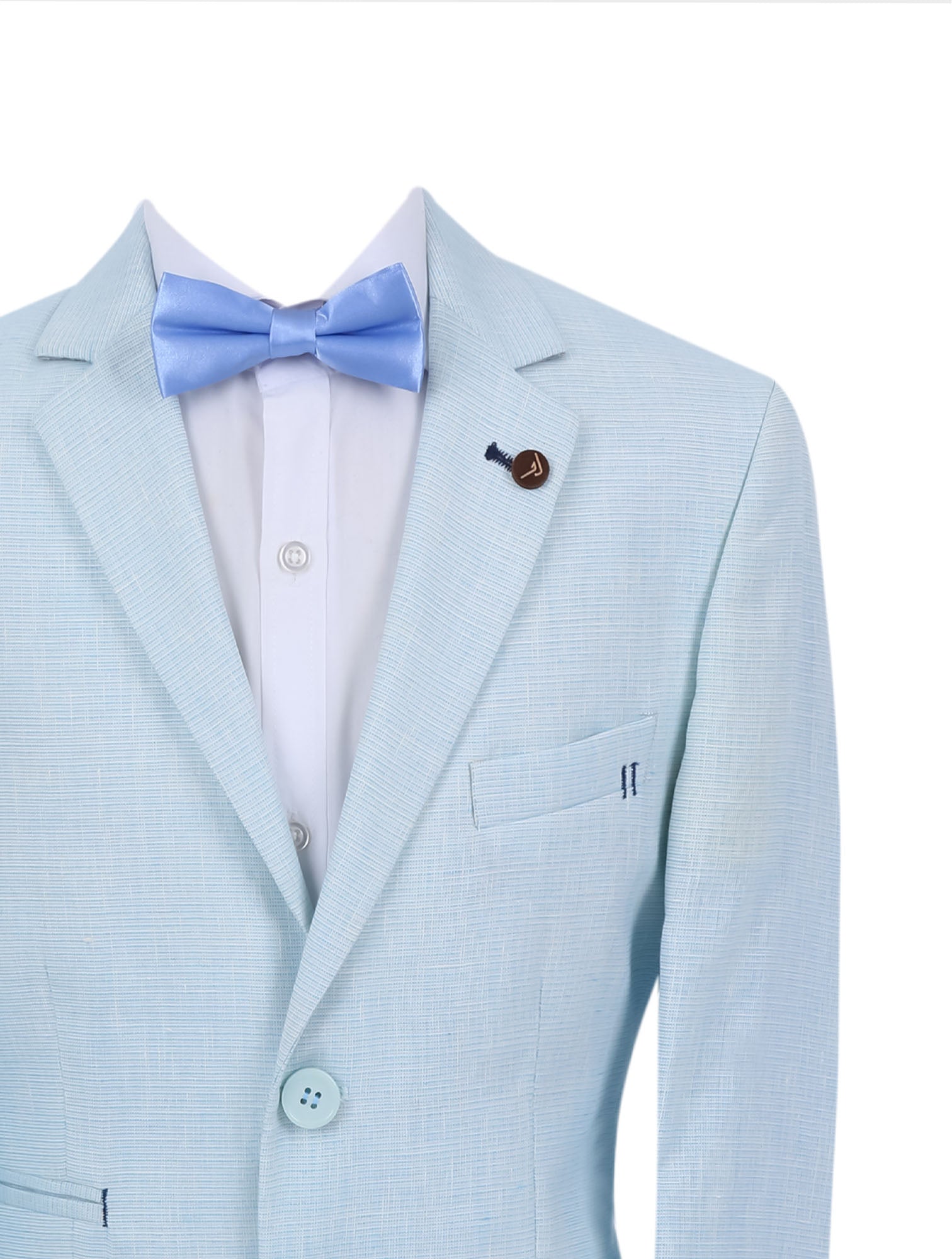 Boys Casual Linen Blazer - Sky Blue