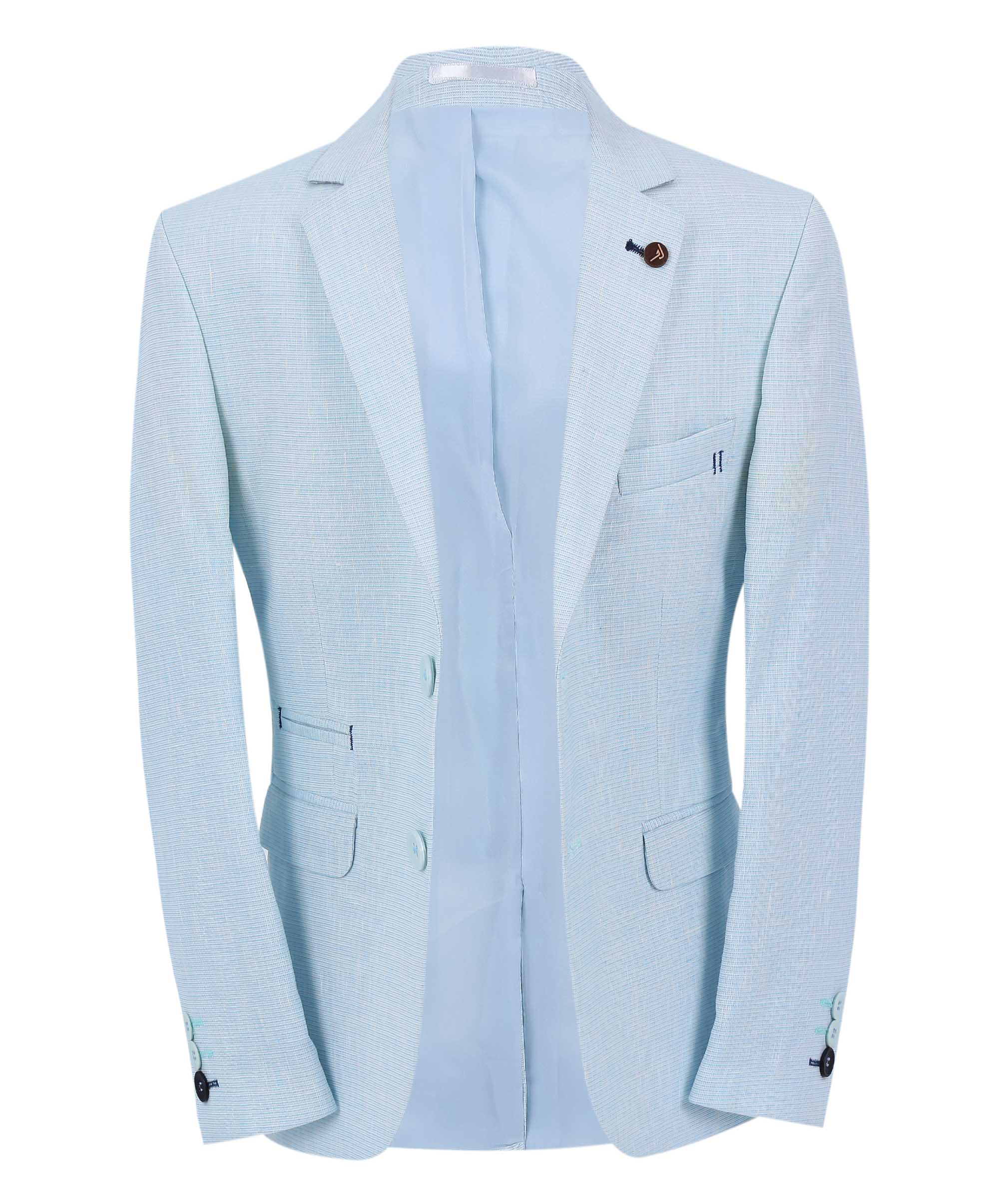 Boys Casual Linen Blazer - Sky Blue