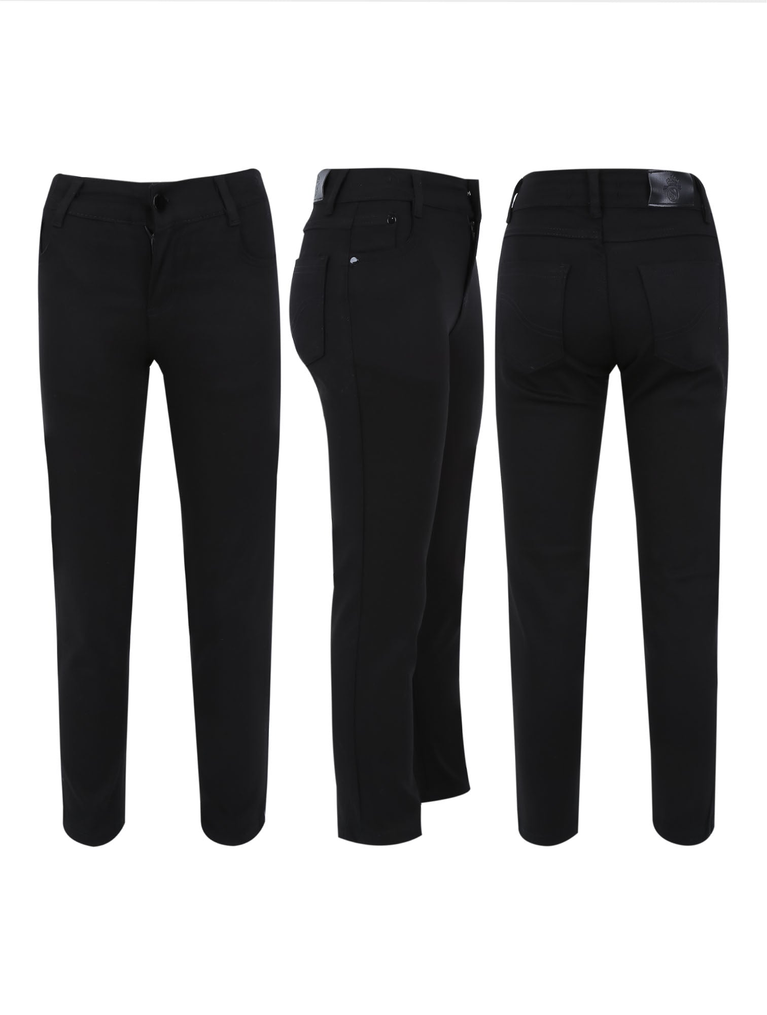 Boys Casual Stretch Chino Trousers - Black