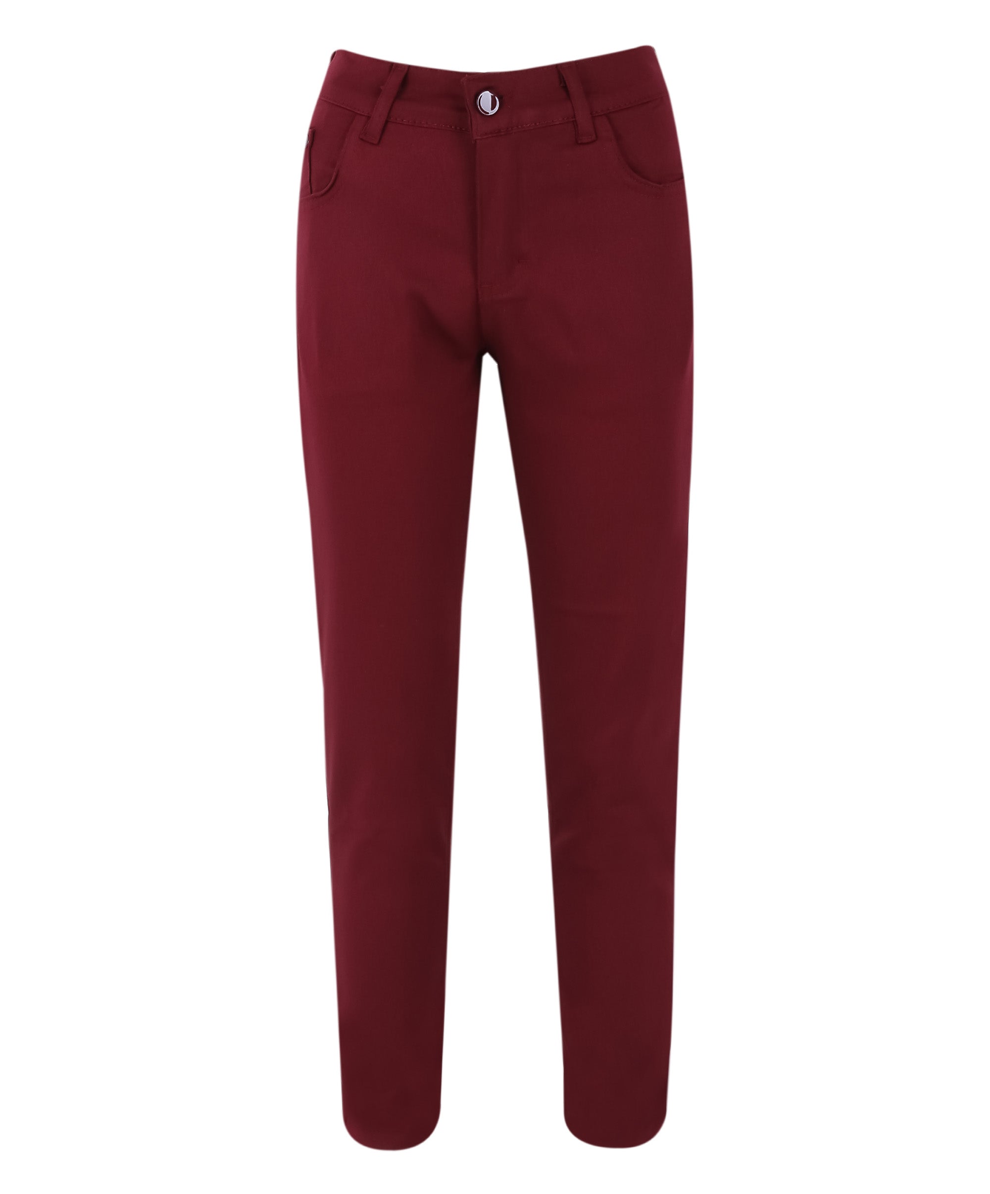 Boys Casual Stretch Chino Trousers - Burgundy