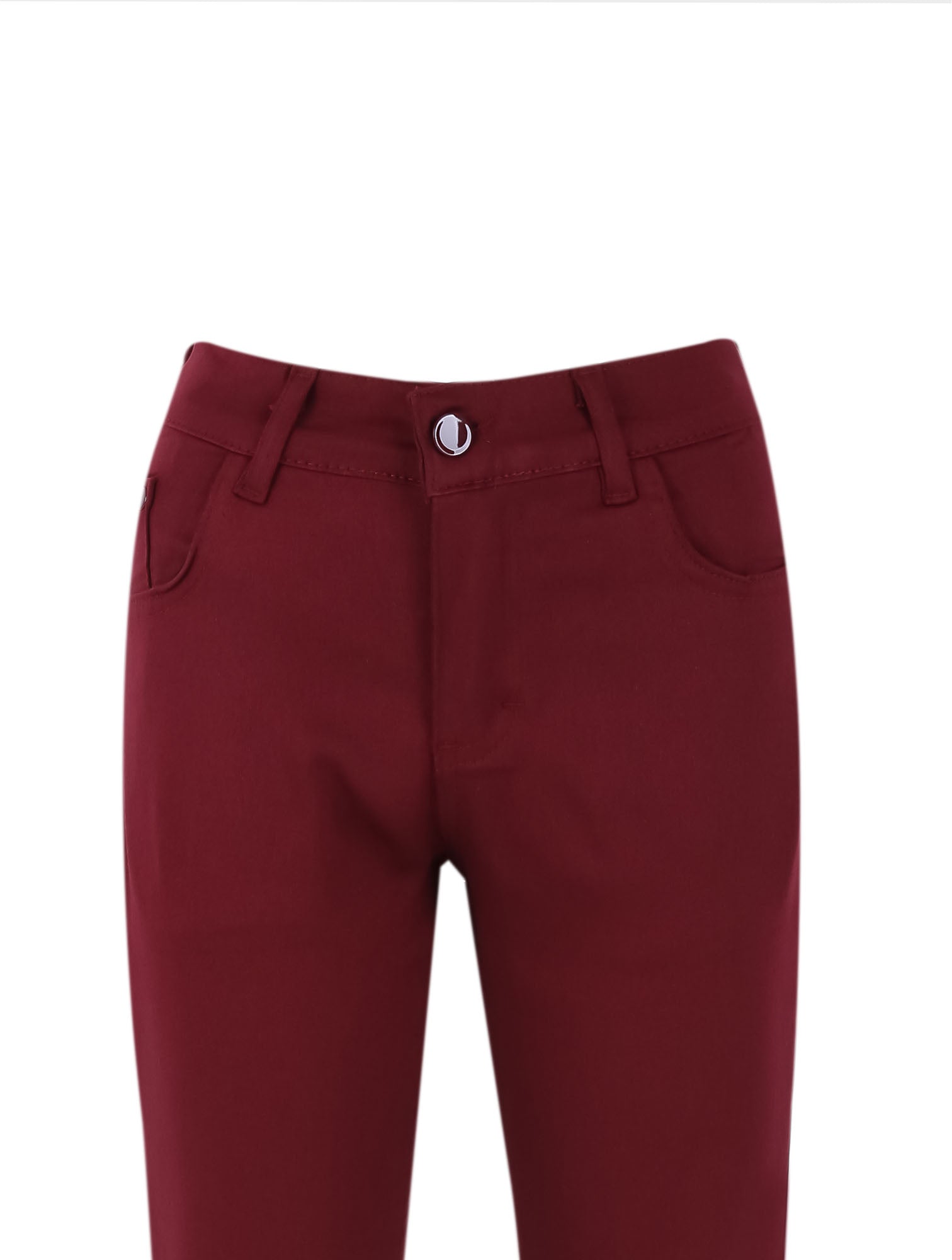 Boys Casual Stretch Chino Trousers - Burgundy