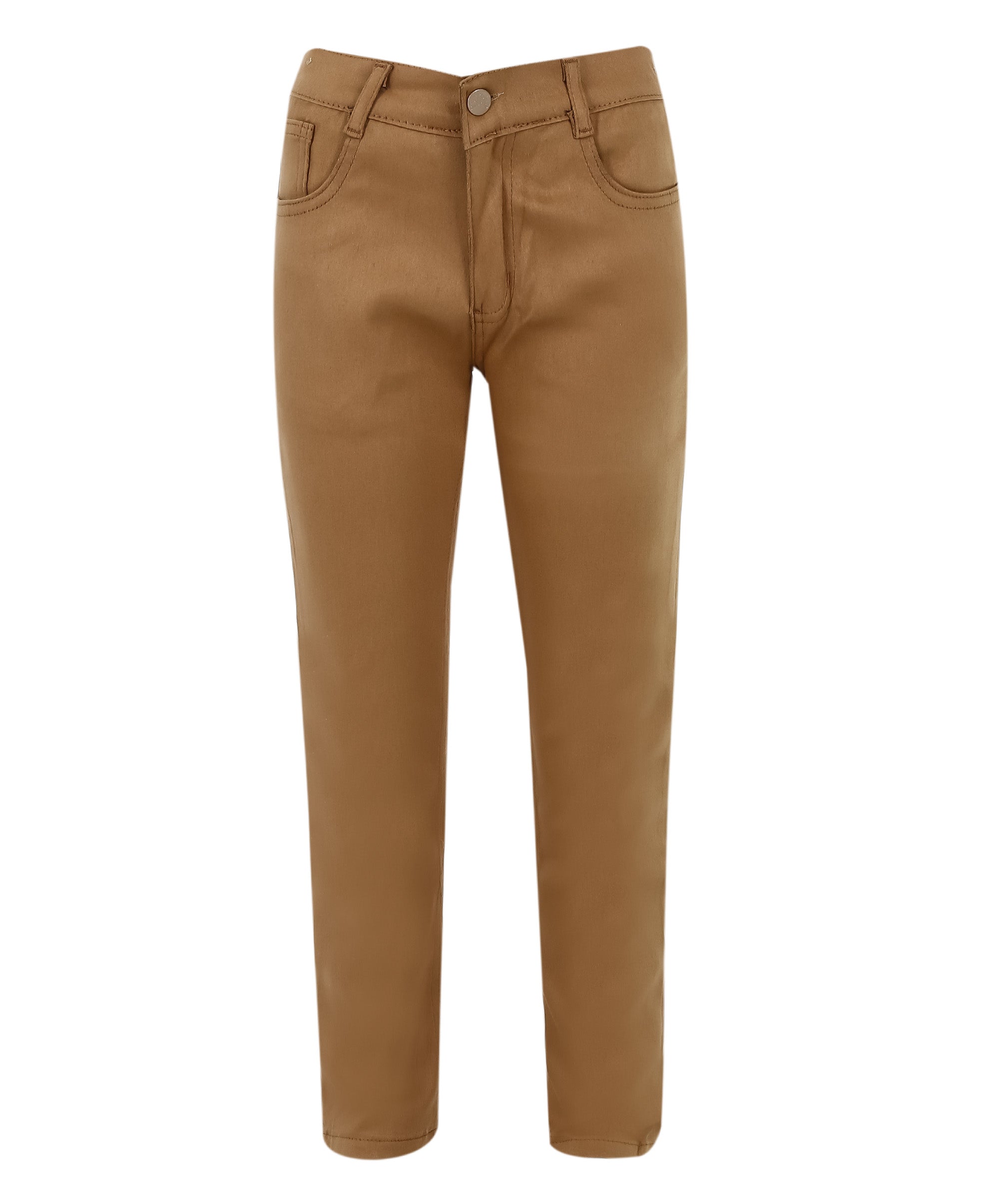 Boys Casual Stretch Chino Trousers - Khaki Brown