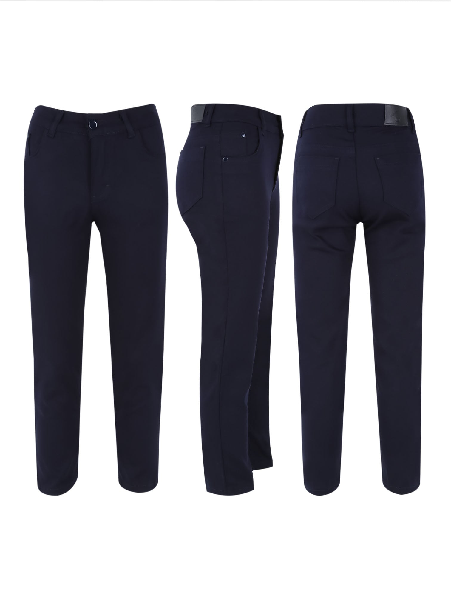 Boys Casual Stretch Chino Trousers - Navy Blue