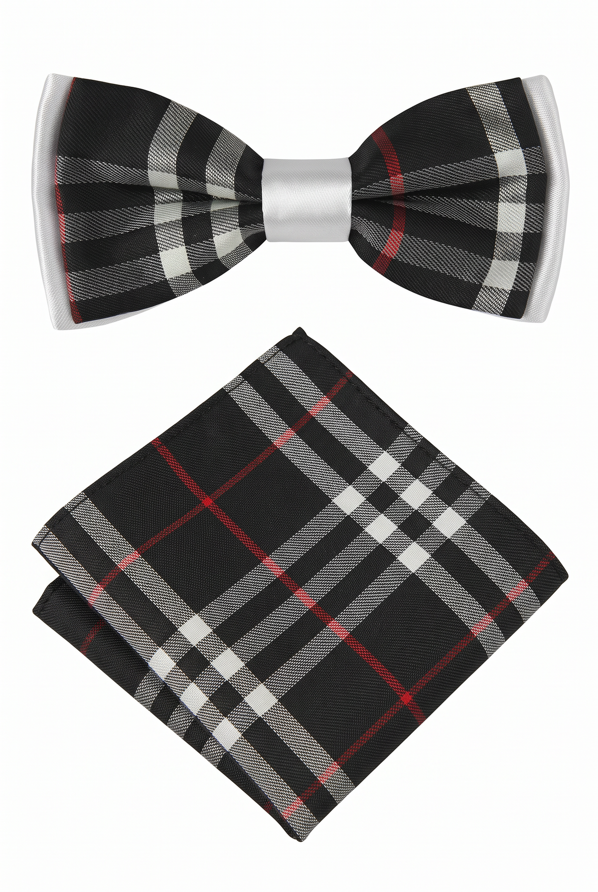 Boys Check Bow Tie Burberry Style with Strap - Black - White