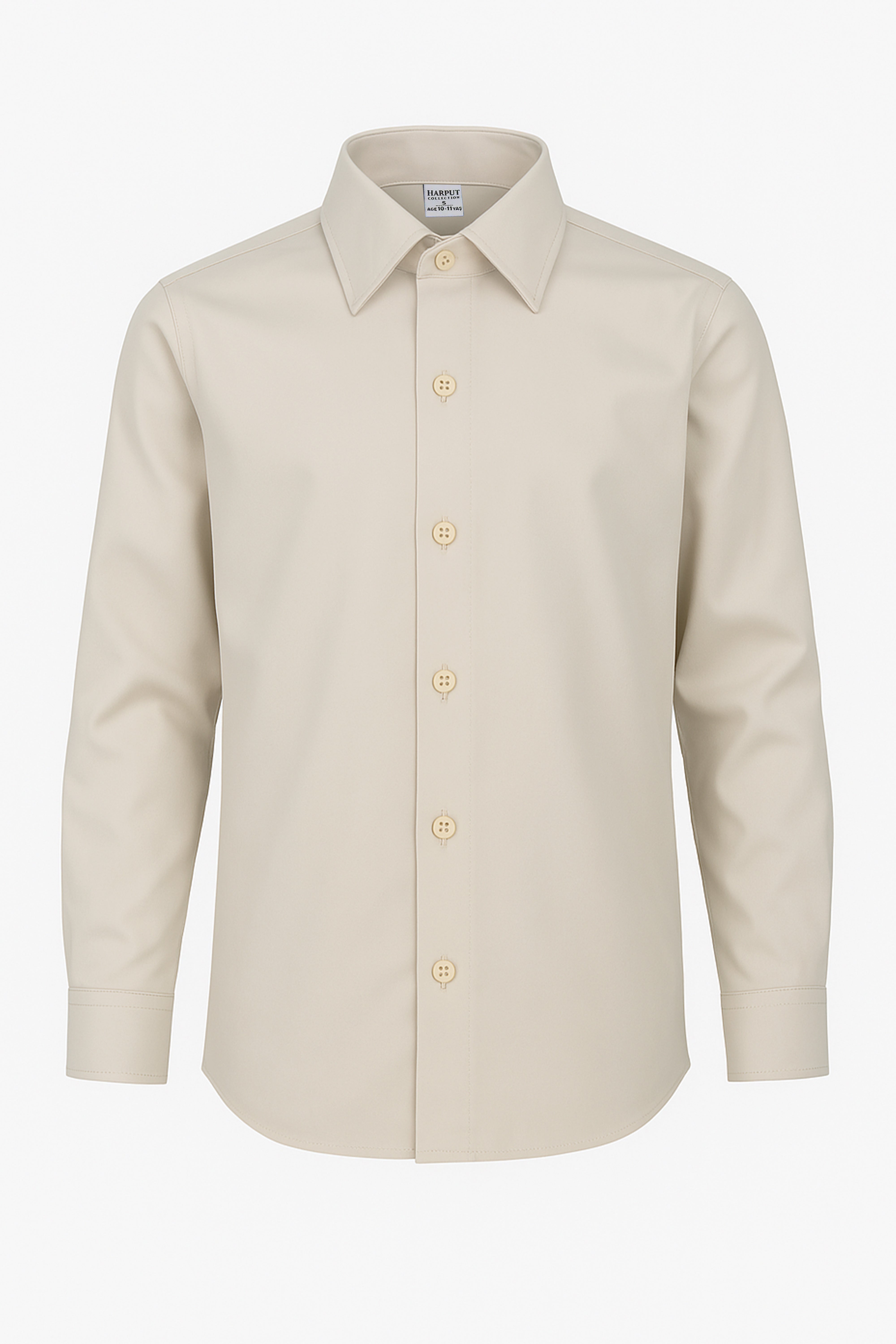 Boys Cotton Classic Collar Dress Shirt - Harput - Beige