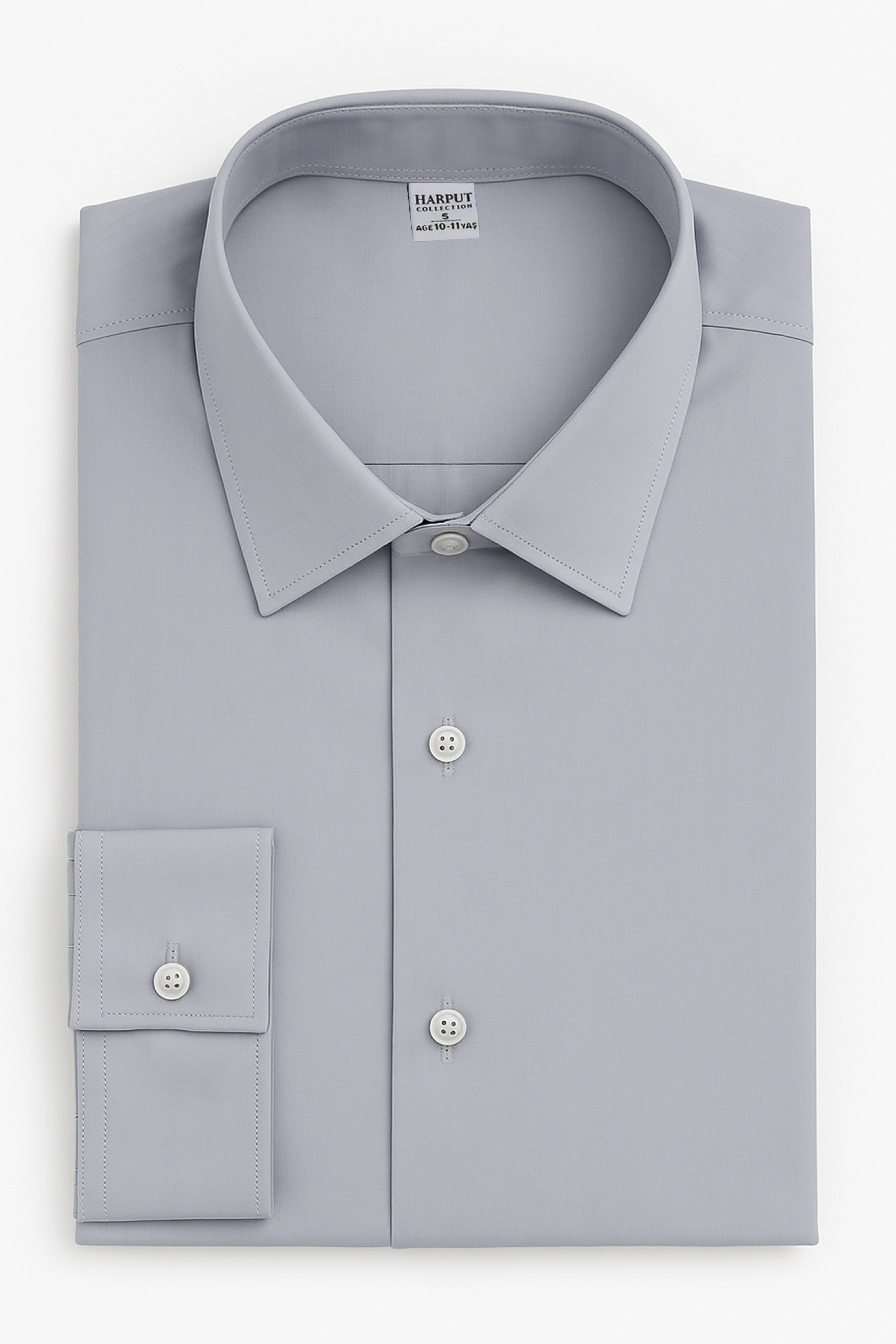 Boys Cotton Classic Collar Dress Shirt - Harput - Grey