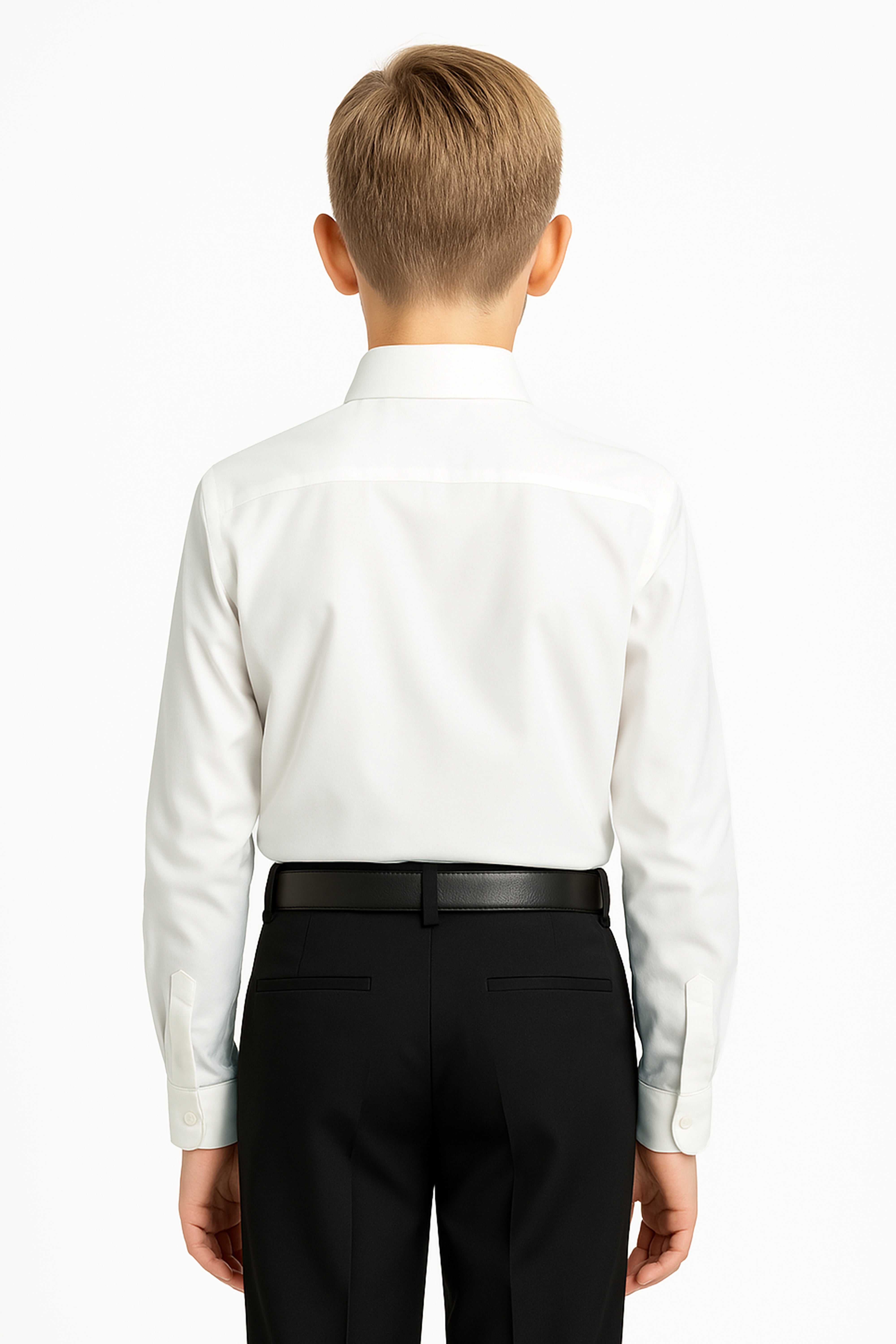 Boys Classic Collar Dress Shirt - Harput - Ivory Model Back Picture