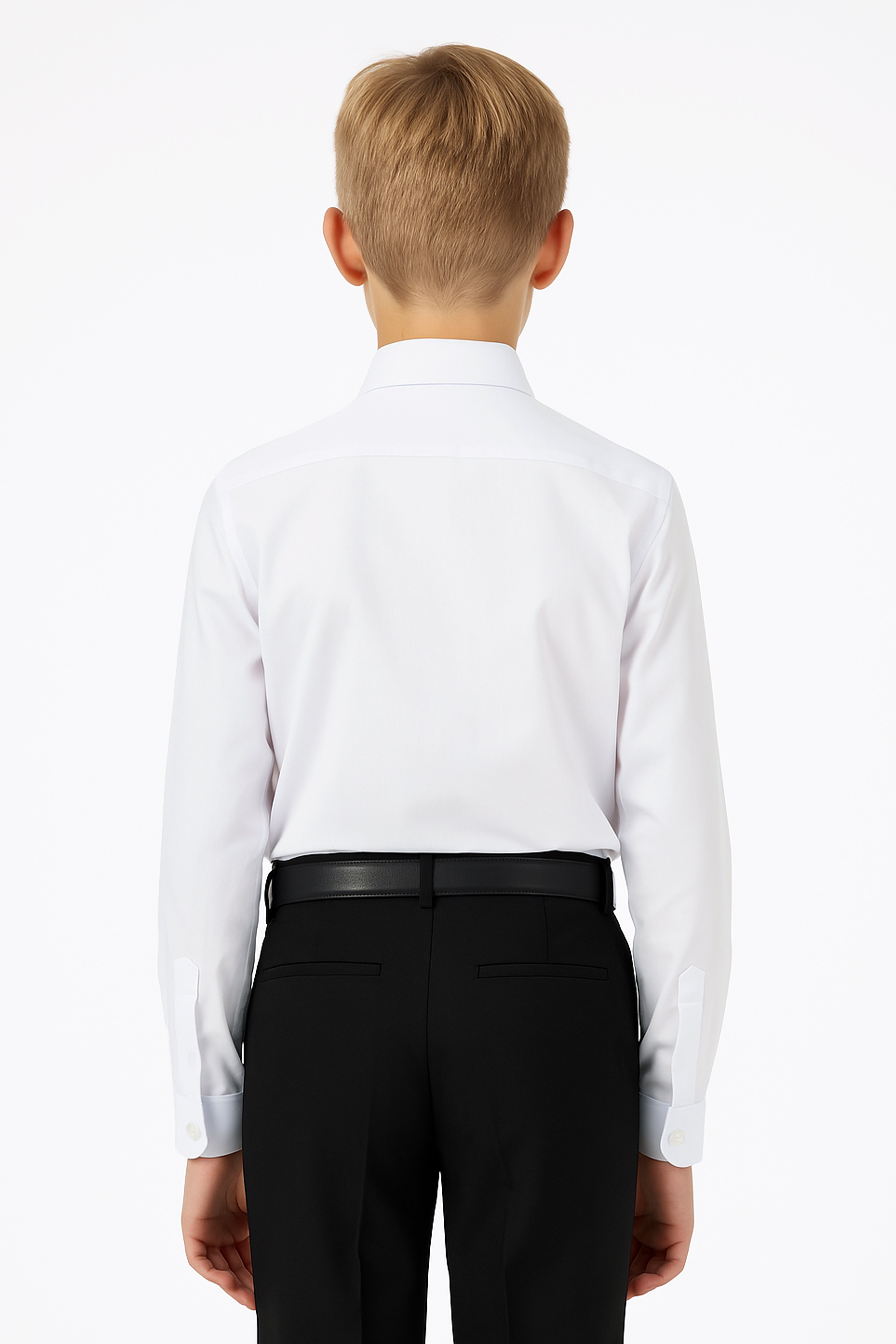 Boys Classic Collar Dress Shirt - Harput - White Front Back Picture